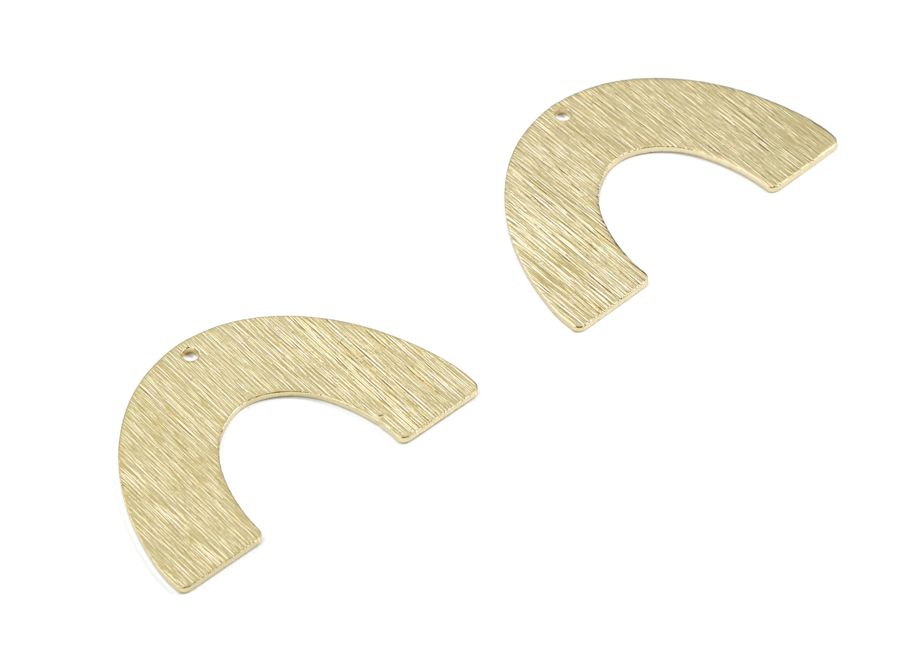 Brass Semi Circle Earring Charms - Raw Brass Half Moon Pendant - Textured Brass For Necklace - Jewelry Supplies - 34x21.02x0.83mm - PP3383 - DOMEDBAZAAR