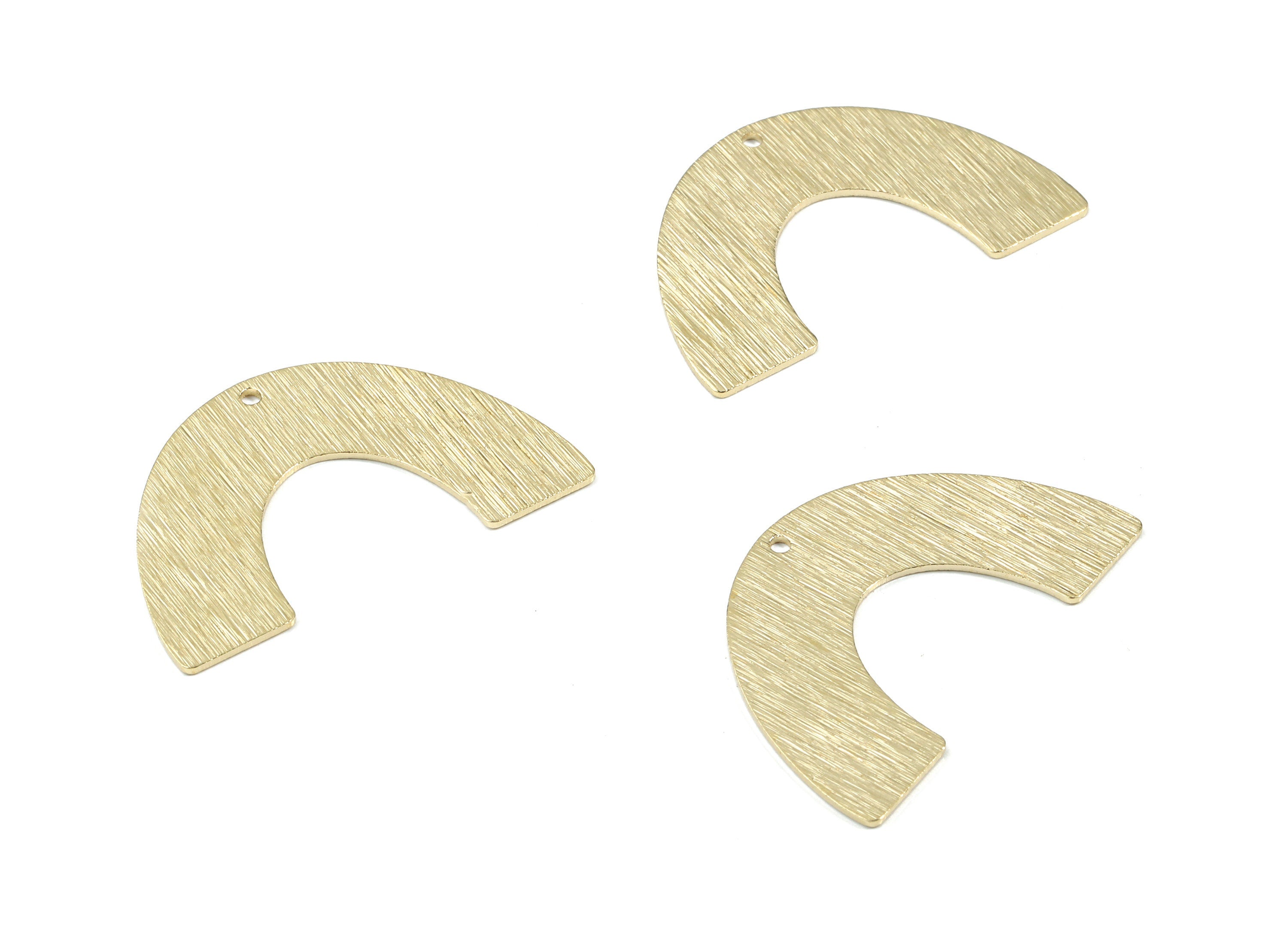 Brass Semi Circle Earring Charms - Raw Brass Half Moon Pendant - Textured Brass For Necklace - Jewelry Supplies - 34x21.02x0.83mm - PP3383 - DOMEDBAZAAR