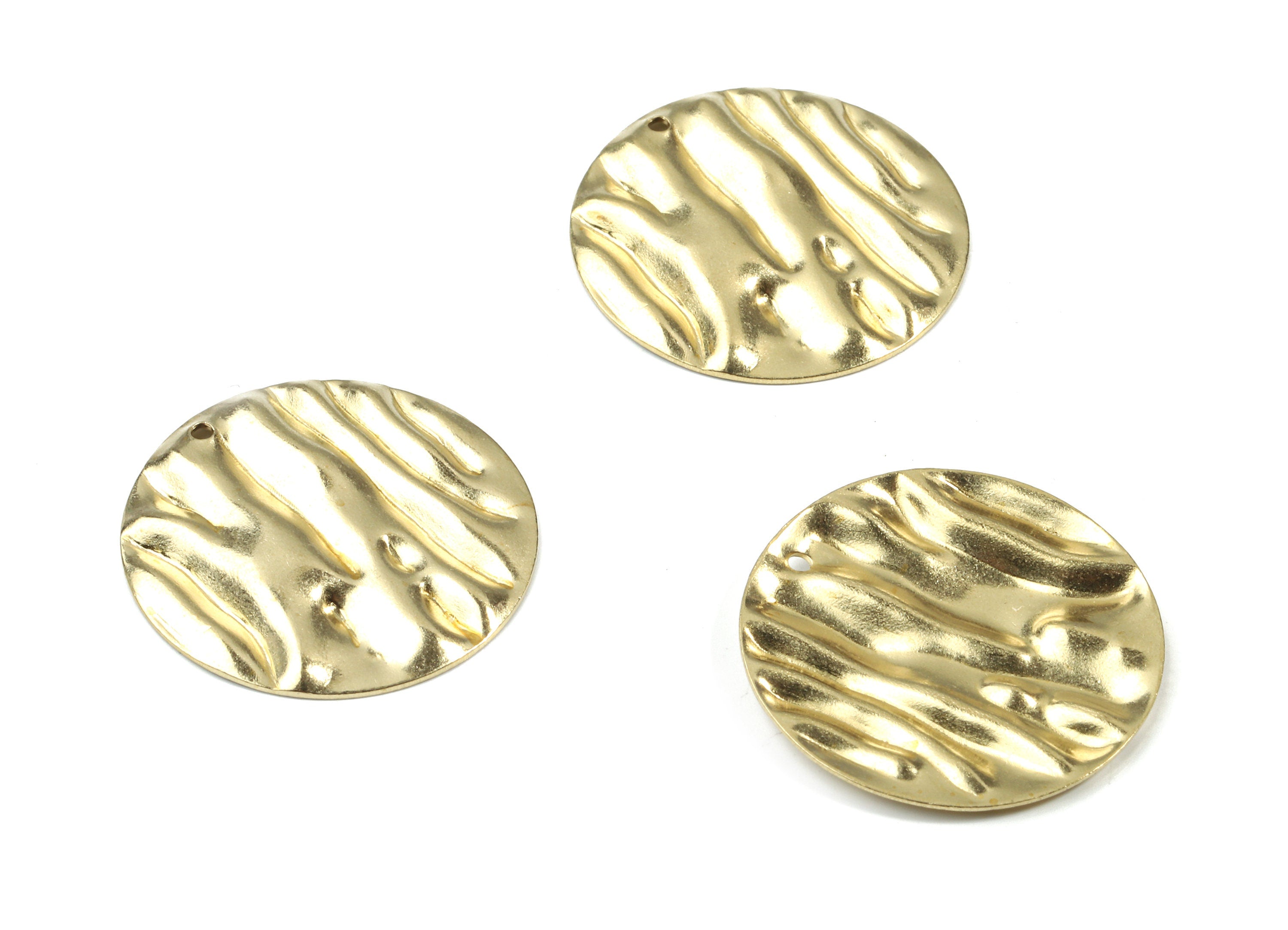 Brass Wavy Round Earring Charms - Raw Brass Circle Pendant - Earring Findings - Jewelry Supplies - 25.04x25.04x2.03mm - PP3400 - DOMEDBAZAAR