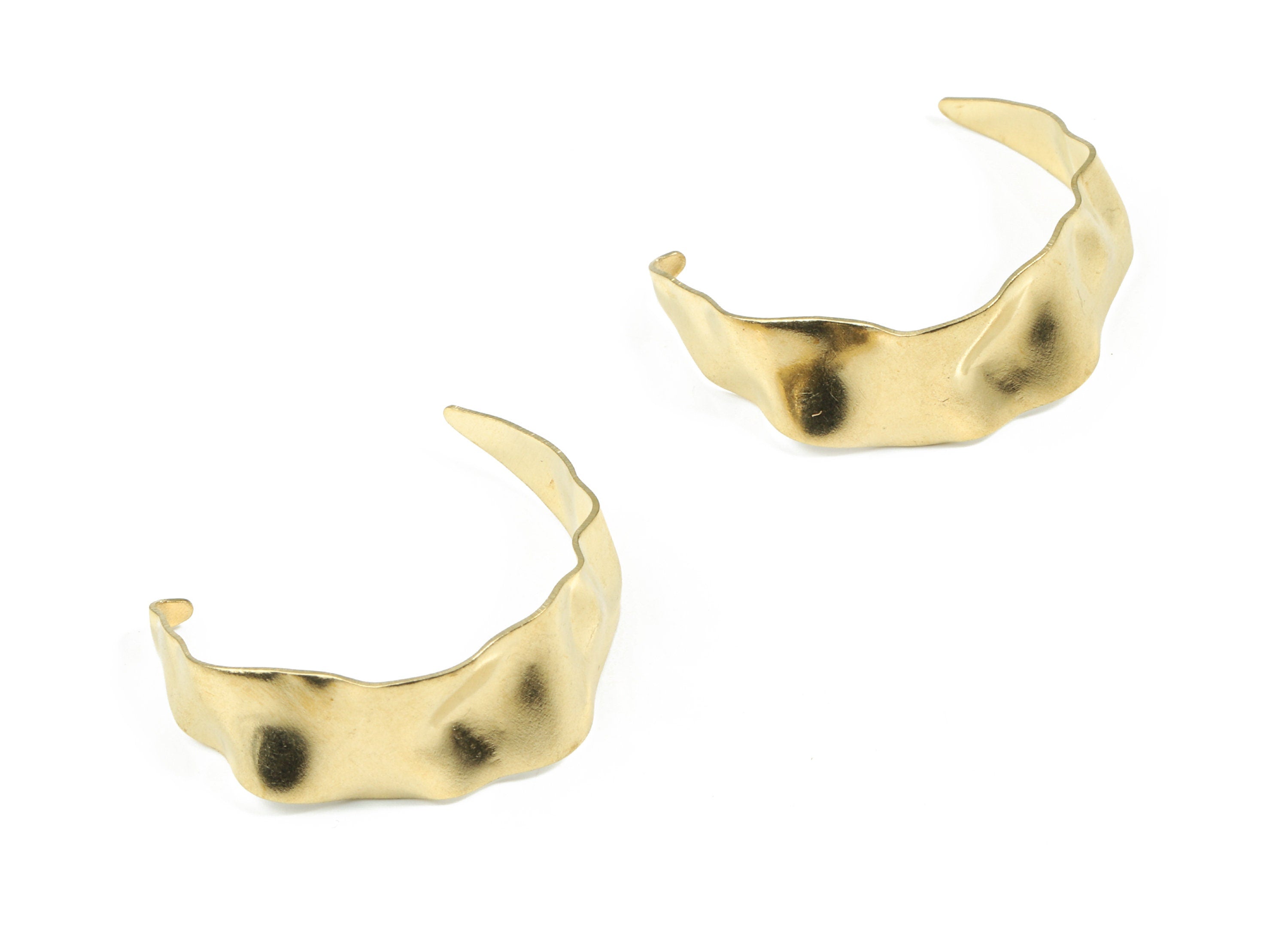 Brass Wavy Open Hoop Charms - Raw Brass C Shape Charm - Earring Findings - Jewelry Supplies - 30.68x25.27x0.92mm - PP3415 - DOMEDBAZAAR