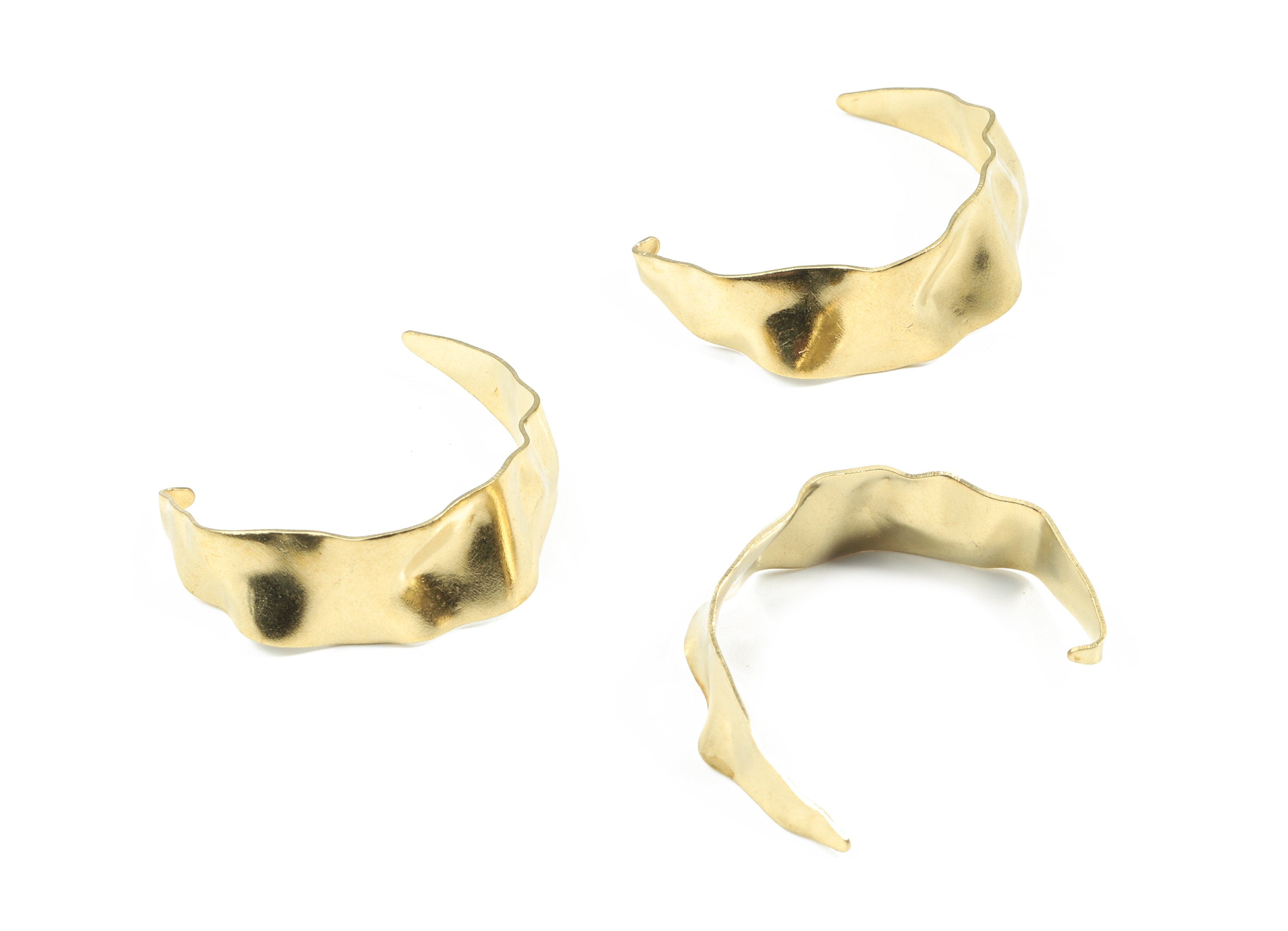 Brass Wavy Open Hoop Charms - Raw Brass C Shape Charm - Earring Findings - Jewelry Supplies - 30.68x25.27x0.92mm - PP3415 - DOMEDBAZAAR