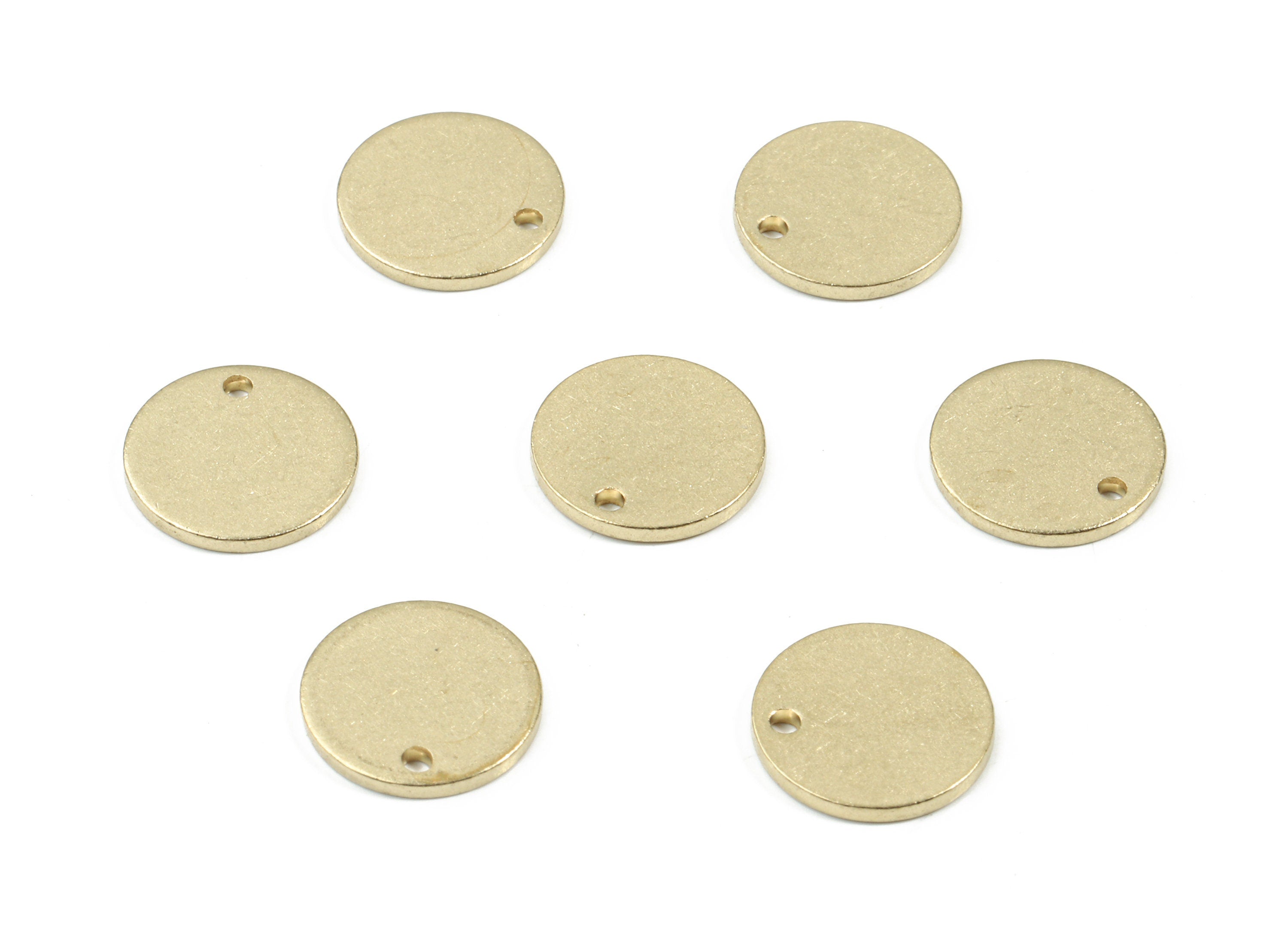 Brass Mini Round Earring Charms - Raw Brass Coin and Circle Pendant - Earring Findings - Jewelry Supplies - 11.94x11.94x1.22mm - PP3421 - DOMEDBAZAAR