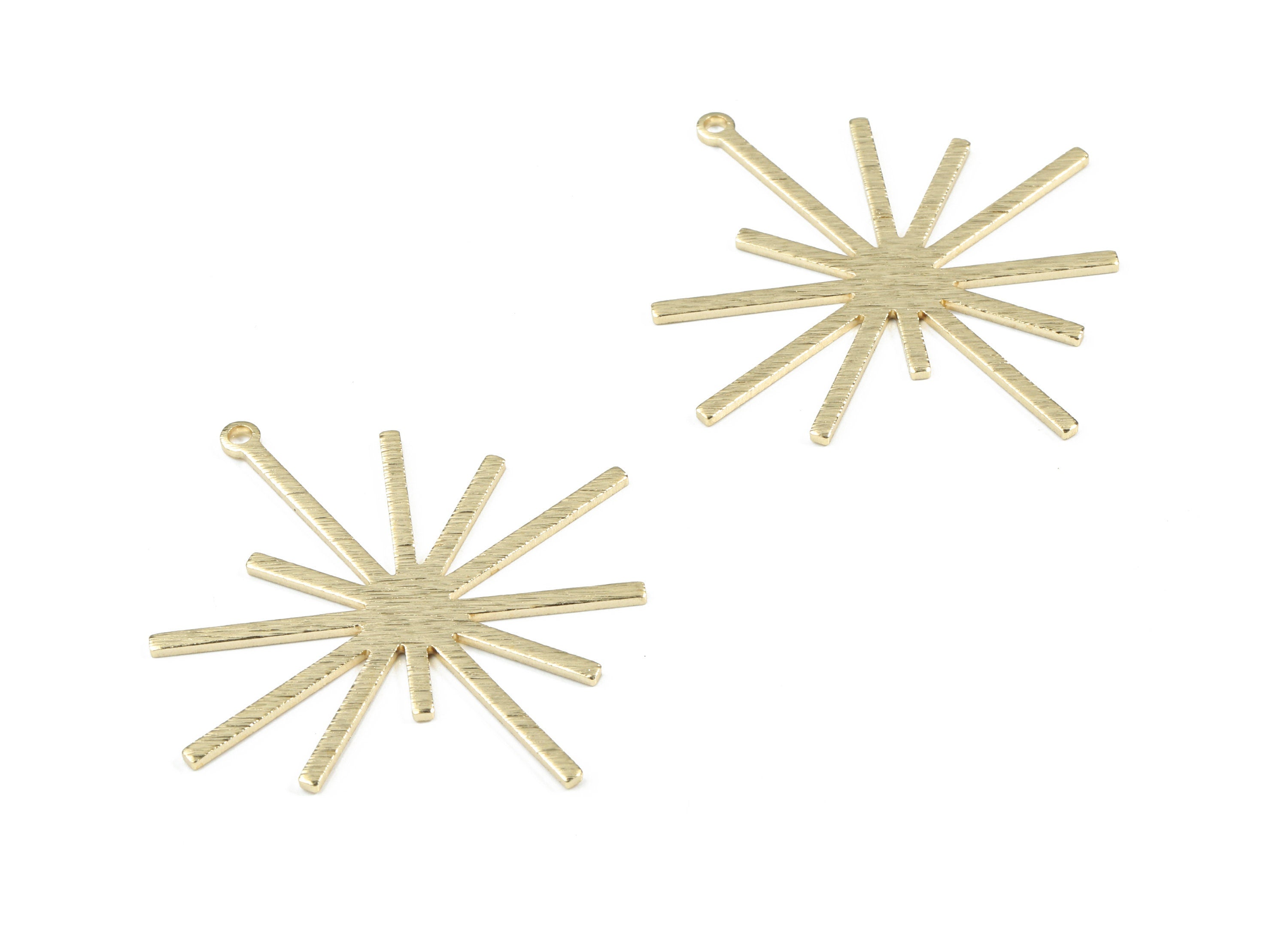 Brass Star Earring Charms - Raw Brass Star Pendant - Textured Brass Sun Pendant - Jewelry Supplies - 40.11x38.04x1.02mm - PP3431 - DOMEDBAZAAR