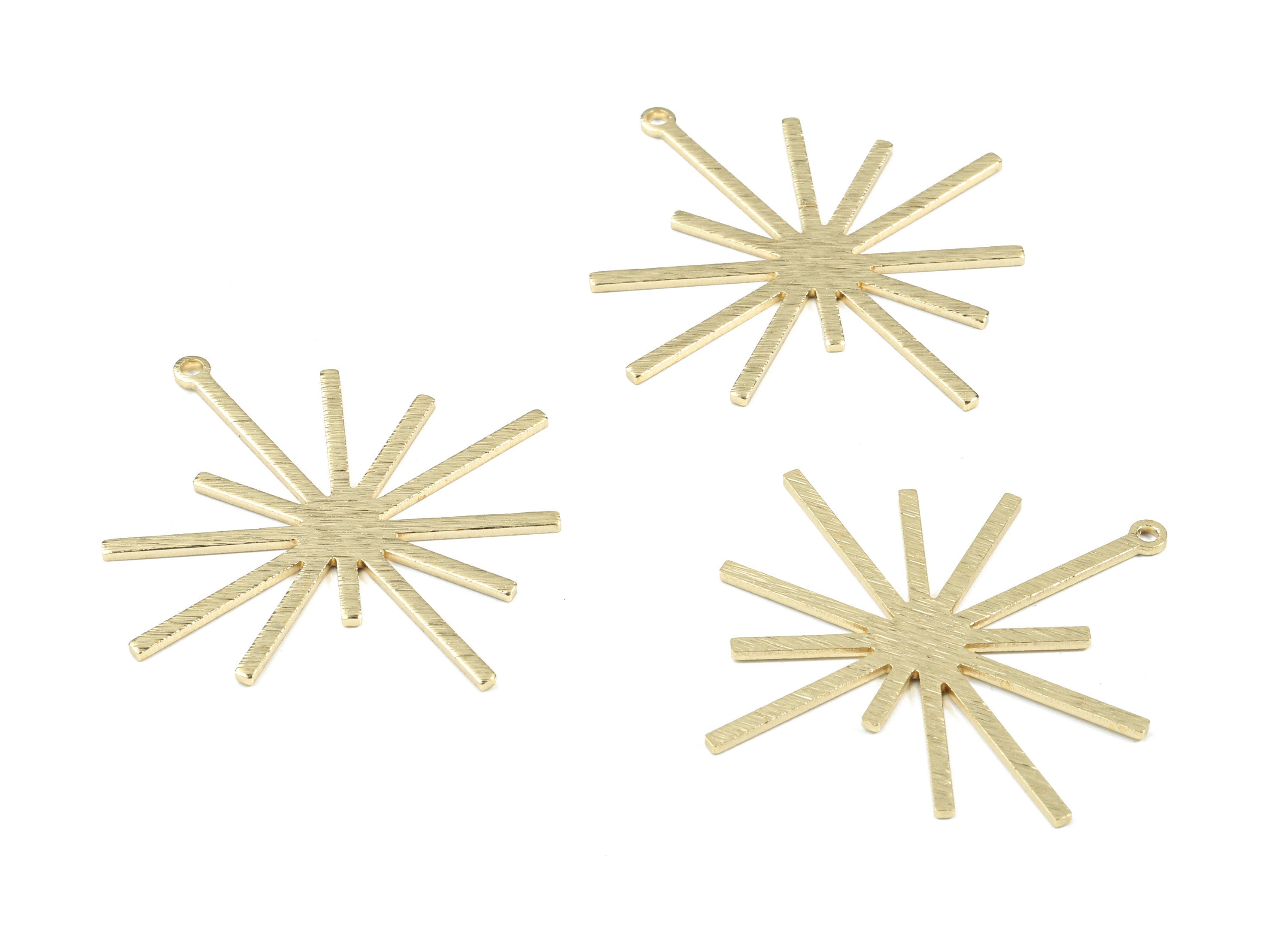 Brass Star Earring Charms - Raw Brass Star Pendant - Textured Brass Sun Pendant - Jewelry Supplies - 40.11x38.04x1.02mm - PP3431 - DOMEDBAZAAR
