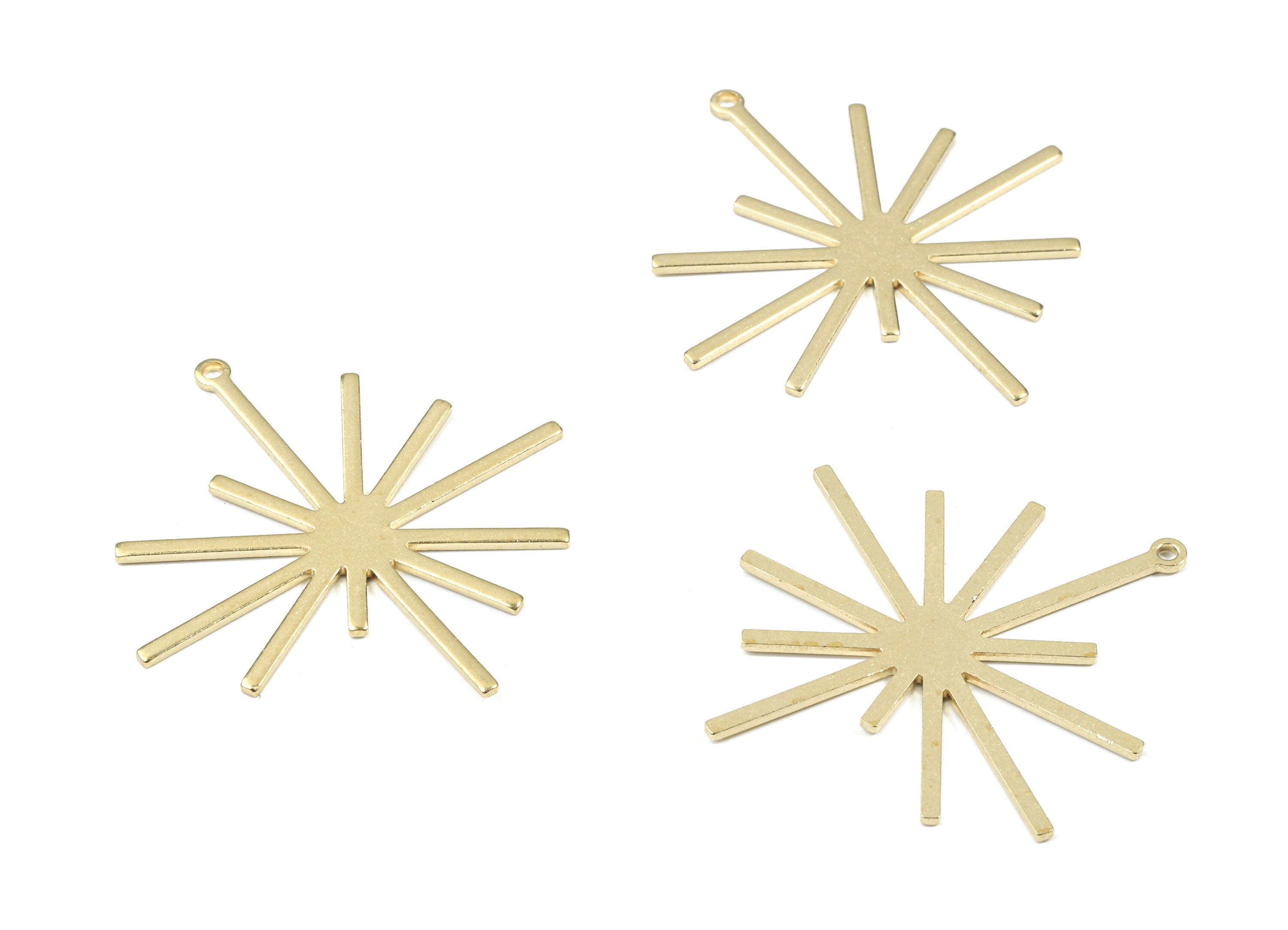 Brass Star Earring Charms - Raw Brass Star Pendant - Brass Sun Pendant - Earring Findings - Jewelry Supplies - 40.11x38.04x0.98mm - PP3432 - DOMEDBAZAAR