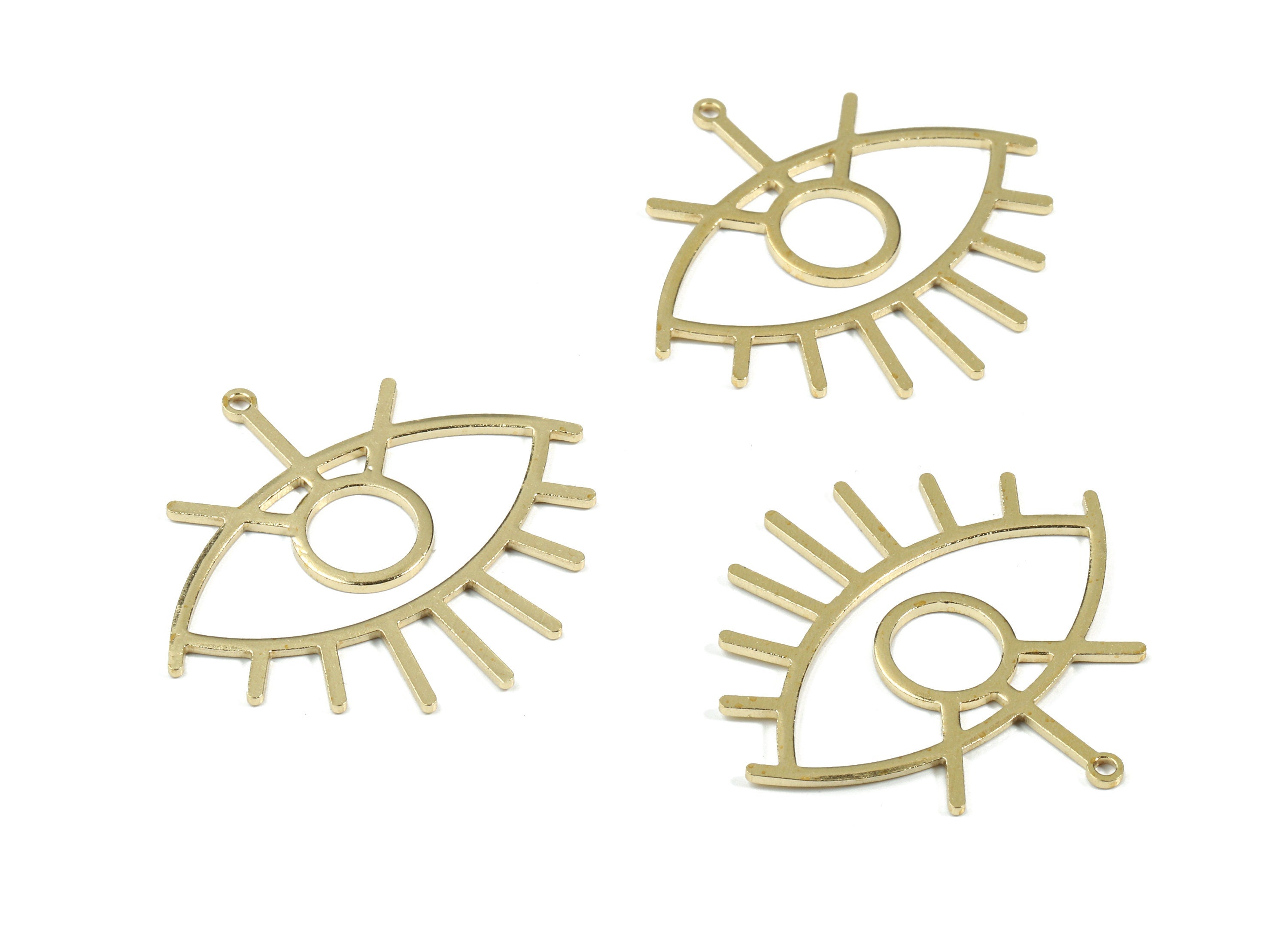 Brass Eye Earring Charms - Raw Brass Eye Pendant - Earring Findings - Jewelry Supplies - 35.71x33.16x1.02mm - PP3433 - DOMEDBAZAAR