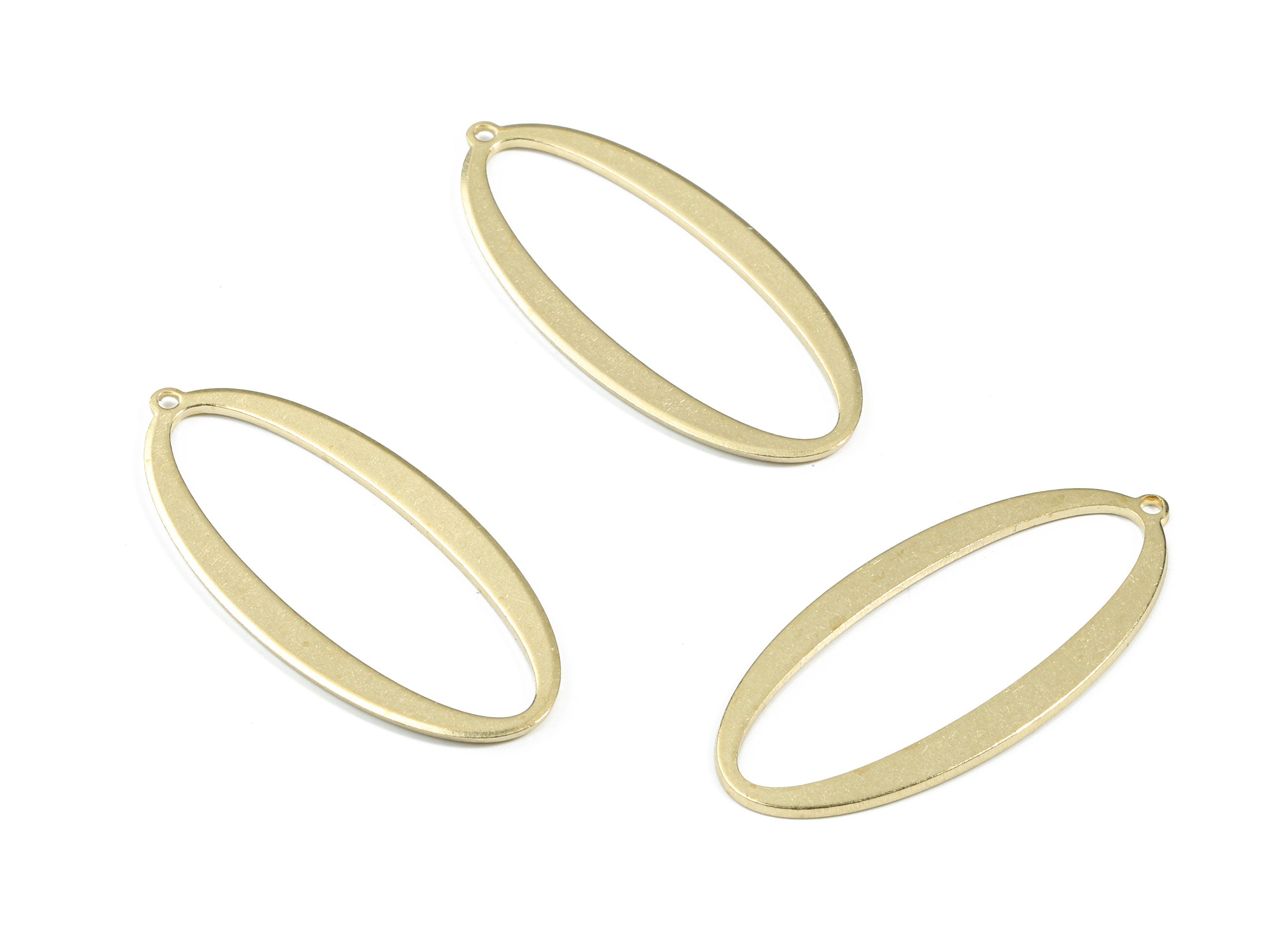 Brass Long Oval Earring Charms - Raw Brass Long Oval Pendant - Earring Findings - Jewelry Supplies - 38.7x17.62x1.15mm - PP3440 - DOMEDBAZAAR