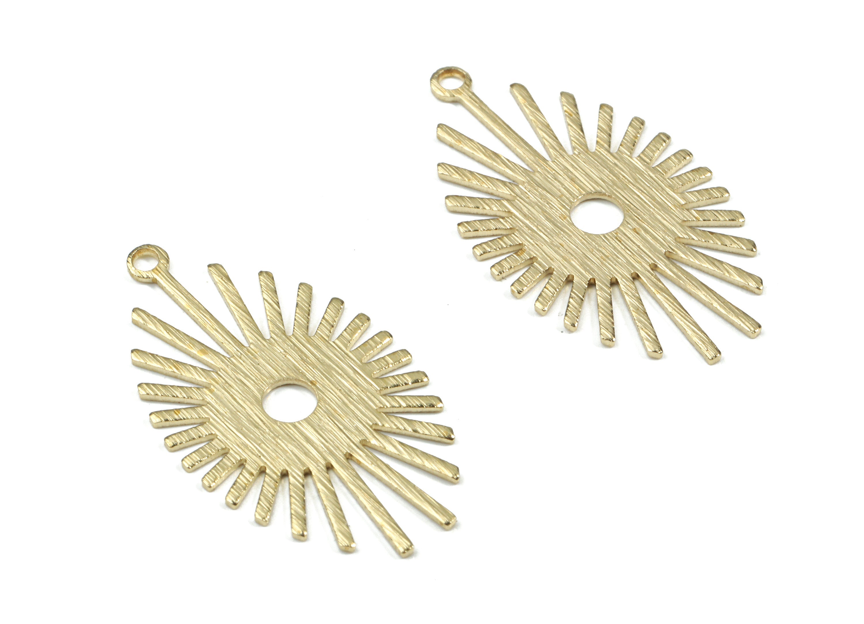 Brass Star Earring Charms - Raw Brass Textured Sun Pendant - Earring Findings - Jewelry Supplies - 26.17x14.31x0.61mm - PP3439 - DOMEDBAZAAR