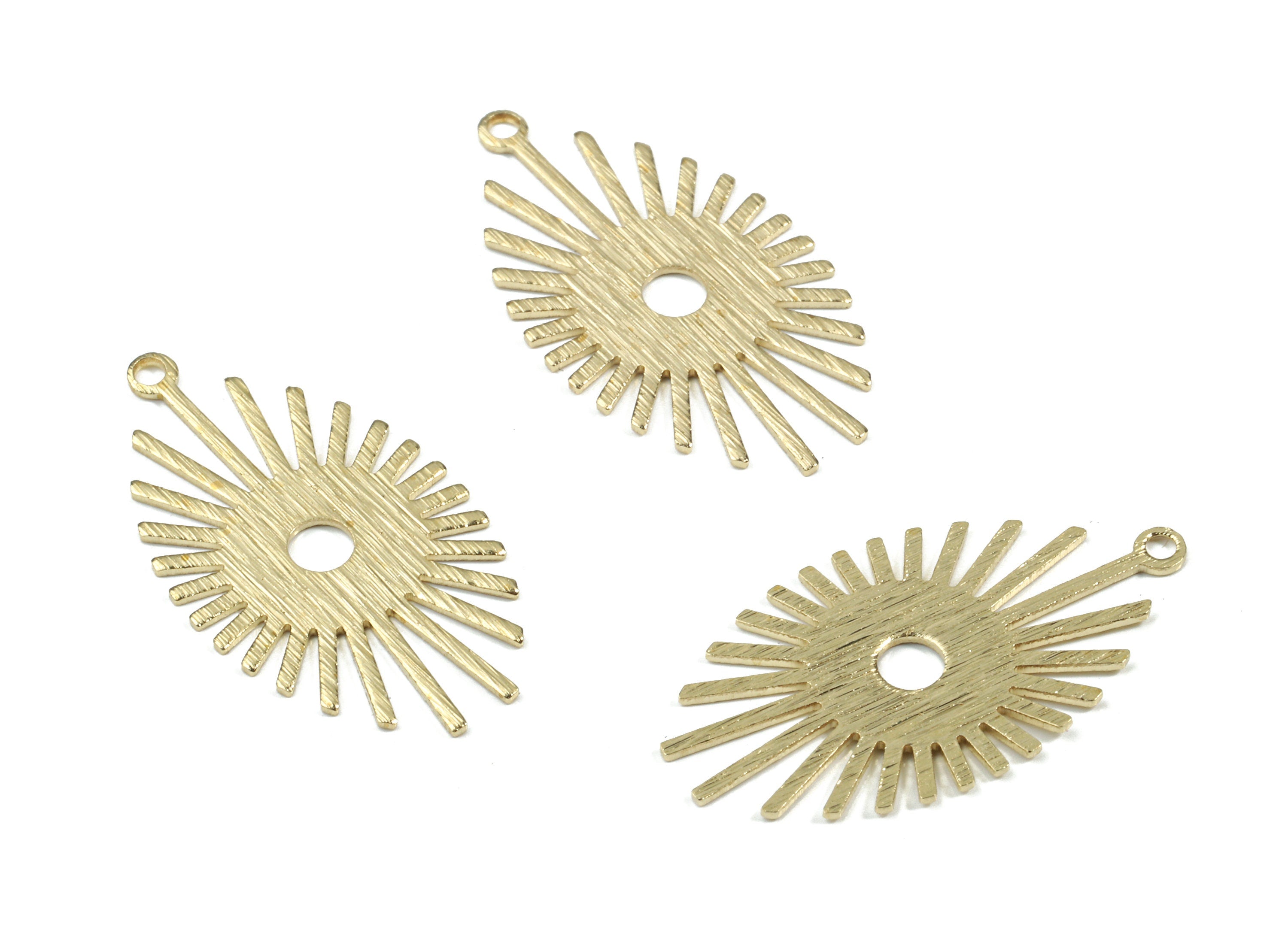 Brass Star Earring Charms - Raw Brass Textured Sun Pendant - Earring Findings - Jewelry Supplies - 26.17x14.31x0.61mm - PP3439 - DOMEDBAZAAR