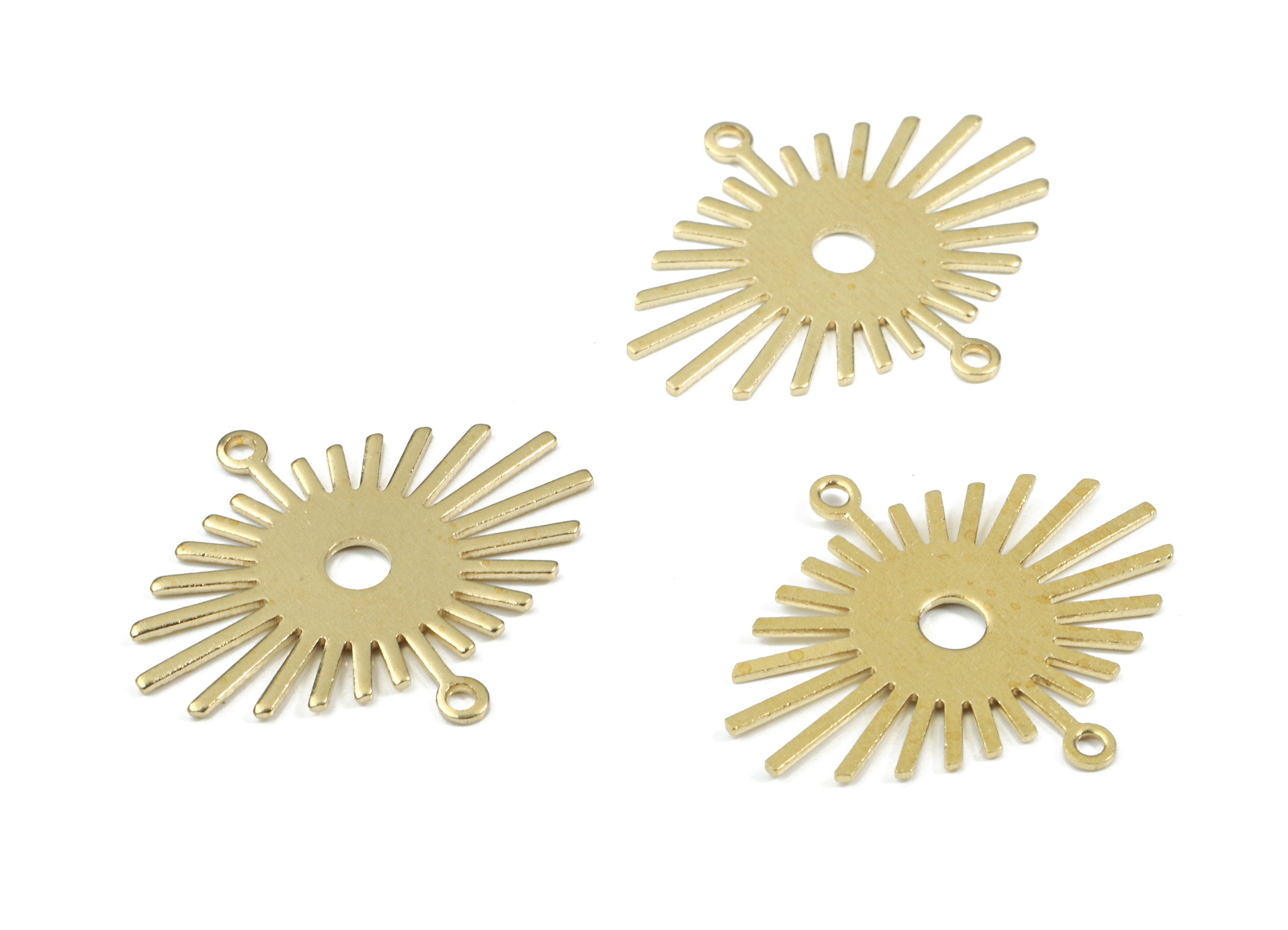 Brass Sun Earring Connector - Raw Brass Sun Connector - Brass 2 Hole Connector - Jewelry Supplies - 23.95x20.42x0.76mm - PP3437 - DOMEDBAZAAR