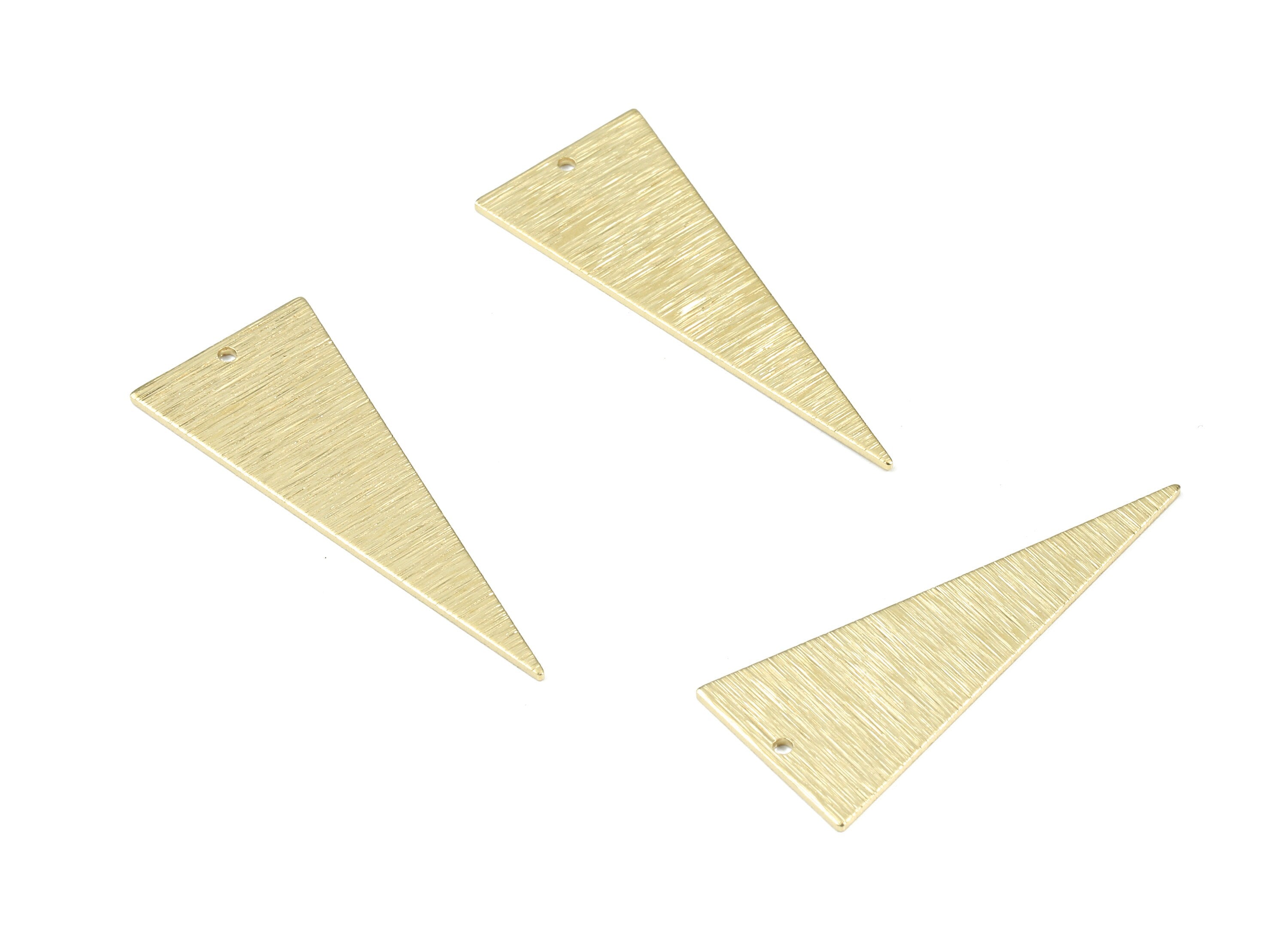 Brass Textured Triangle Earring Charms - Raw Brass Triangle Pendant - Earring Findings - Jewelry Supplies - 37.43x14.95x0.82mm - PP3458 - DOMEDBAZAAR