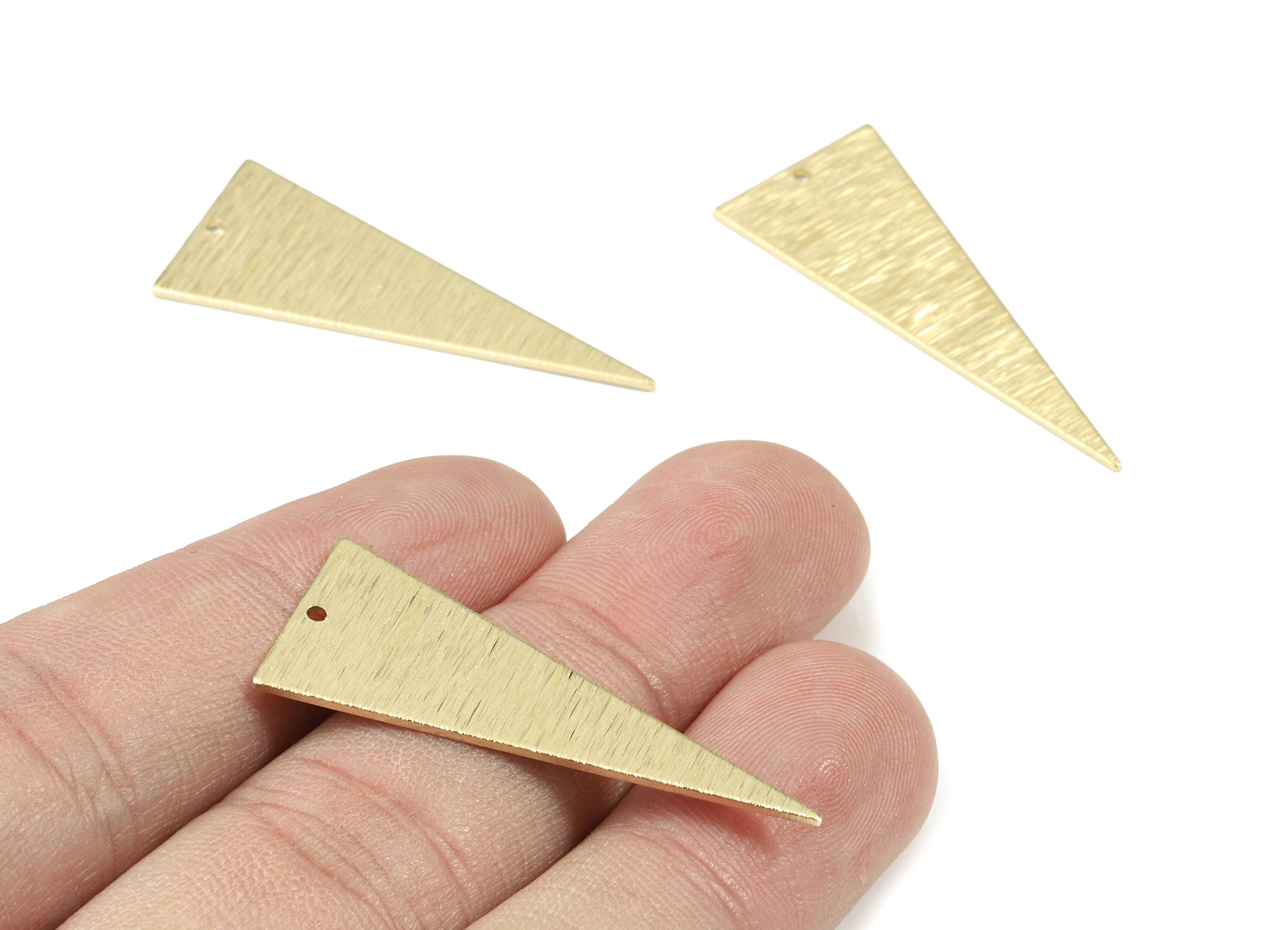 Brass Textured Triangle Earring Charms - Raw Brass Triangle Pendant - Earring Findings - Jewelry Supplies - 37.43x14.95x0.82mm - PP3458 - DOMEDBAZAAR