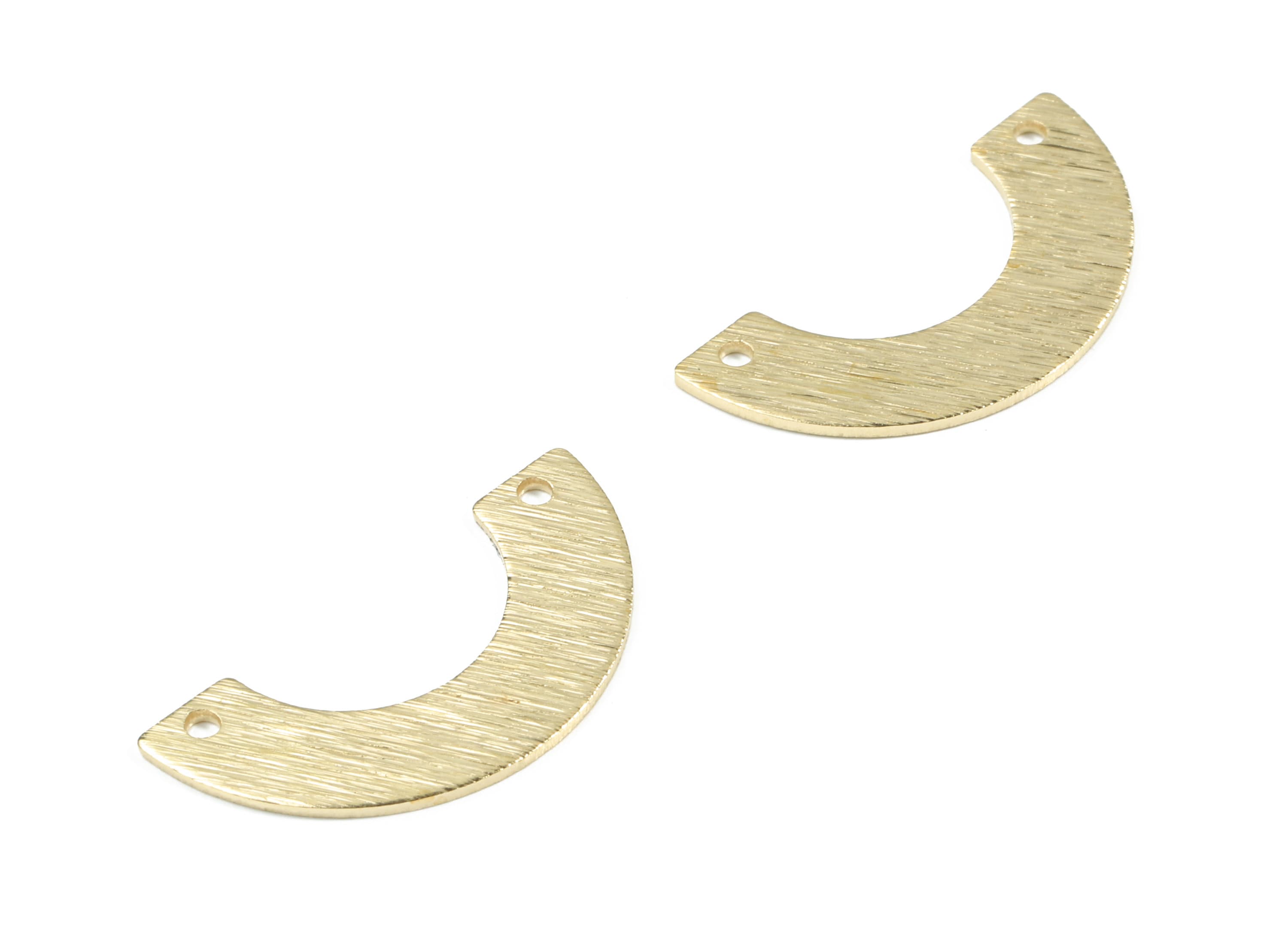Brass Semi Circle Earring Connector - Raw Brass Textured Half Moon Necklace Connector - Brass 2 Hole U Connector - 24.8x12.5x0.78mm - PP3457 - DOMEDBAZAAR