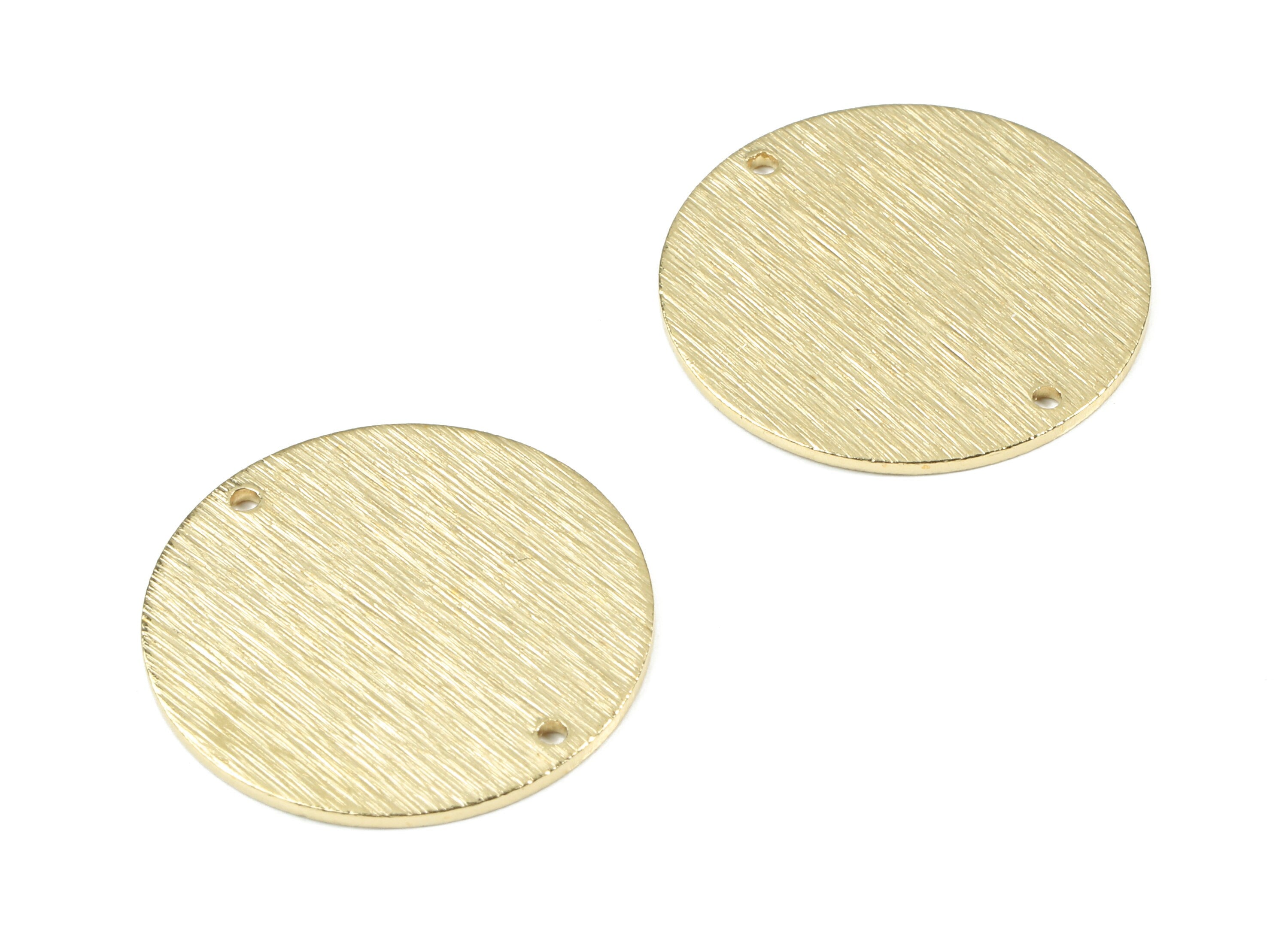Brass Round Connector - Raw Brass Coin Earring Connector - Textured Brass Circle Charm - Jewelry Supplies - 25.03x25.03x1.07mm - PP3462 - DOMEDBAZAAR