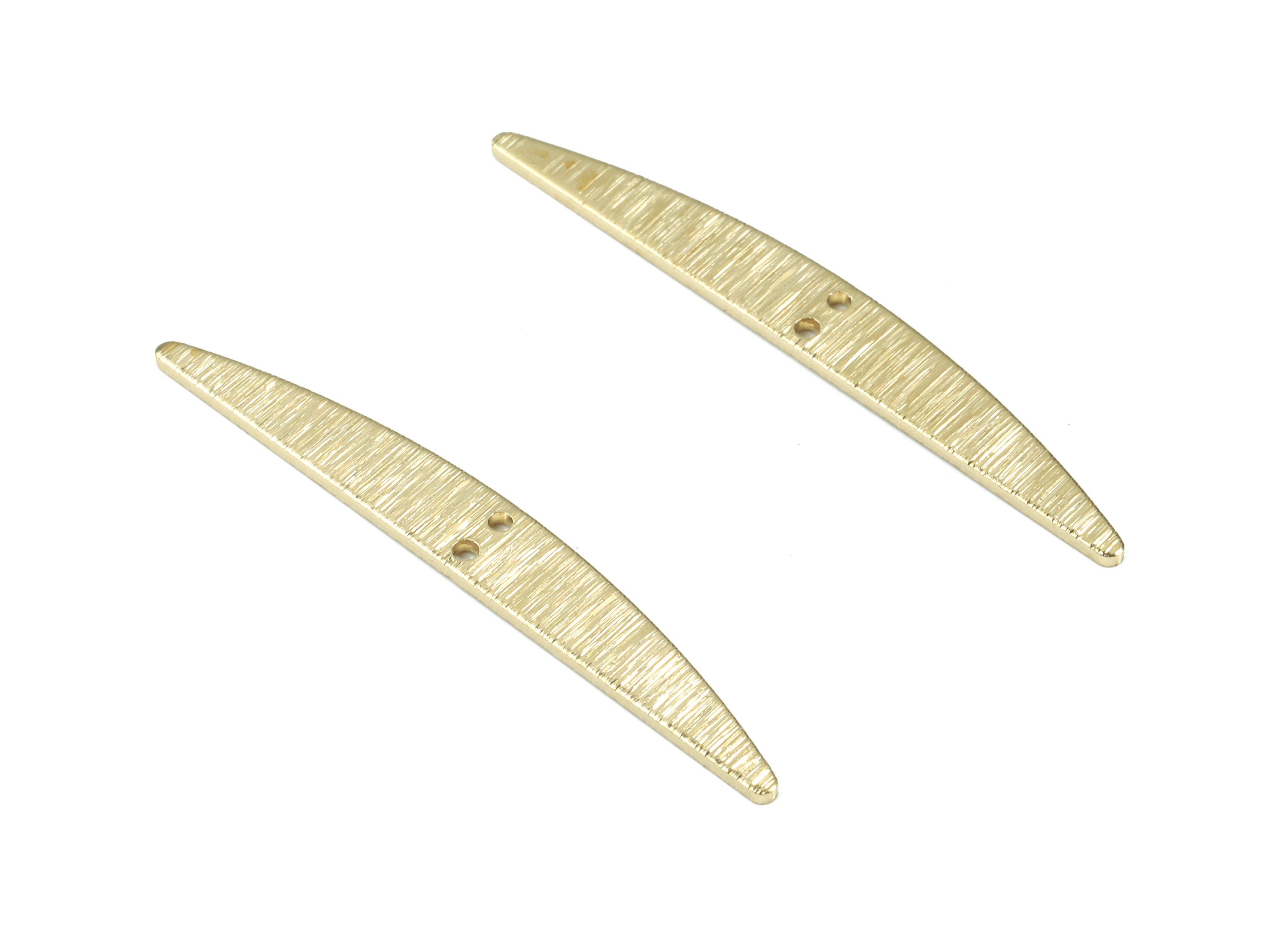 Brass Wide Earring Connector - Raw Brass Textured Connector For Pendant - Earring Findings - Jewelry Supplies - 43.41x5.53x1mm - PP3467 - DOMEDBAZAAR