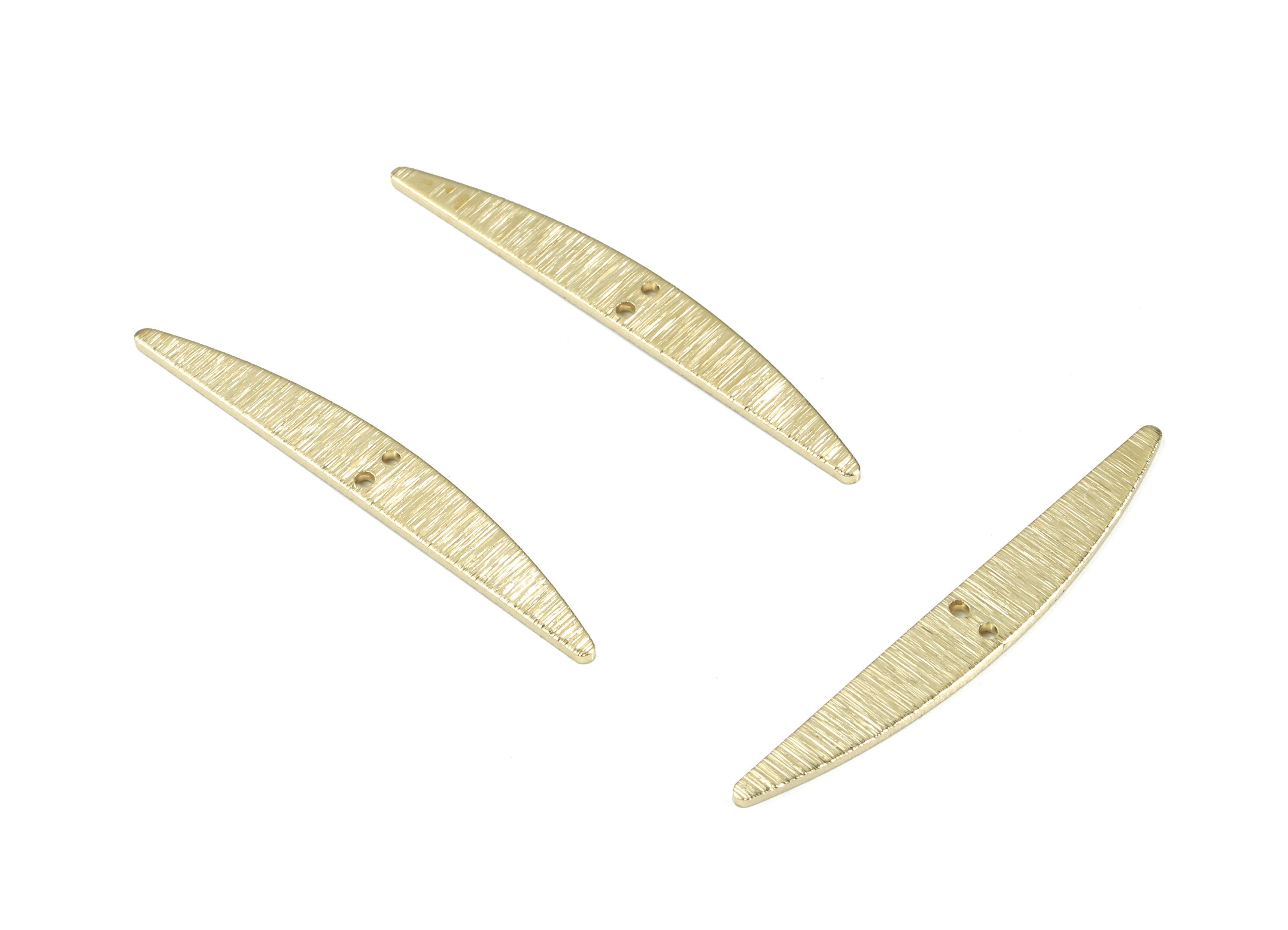 Brass Wide Earring Connector - Raw Brass Textured Connector For Pendant - Earring Findings - Jewelry Supplies - 43.41x5.53x1mm - PP3467 - DOMEDBAZAAR