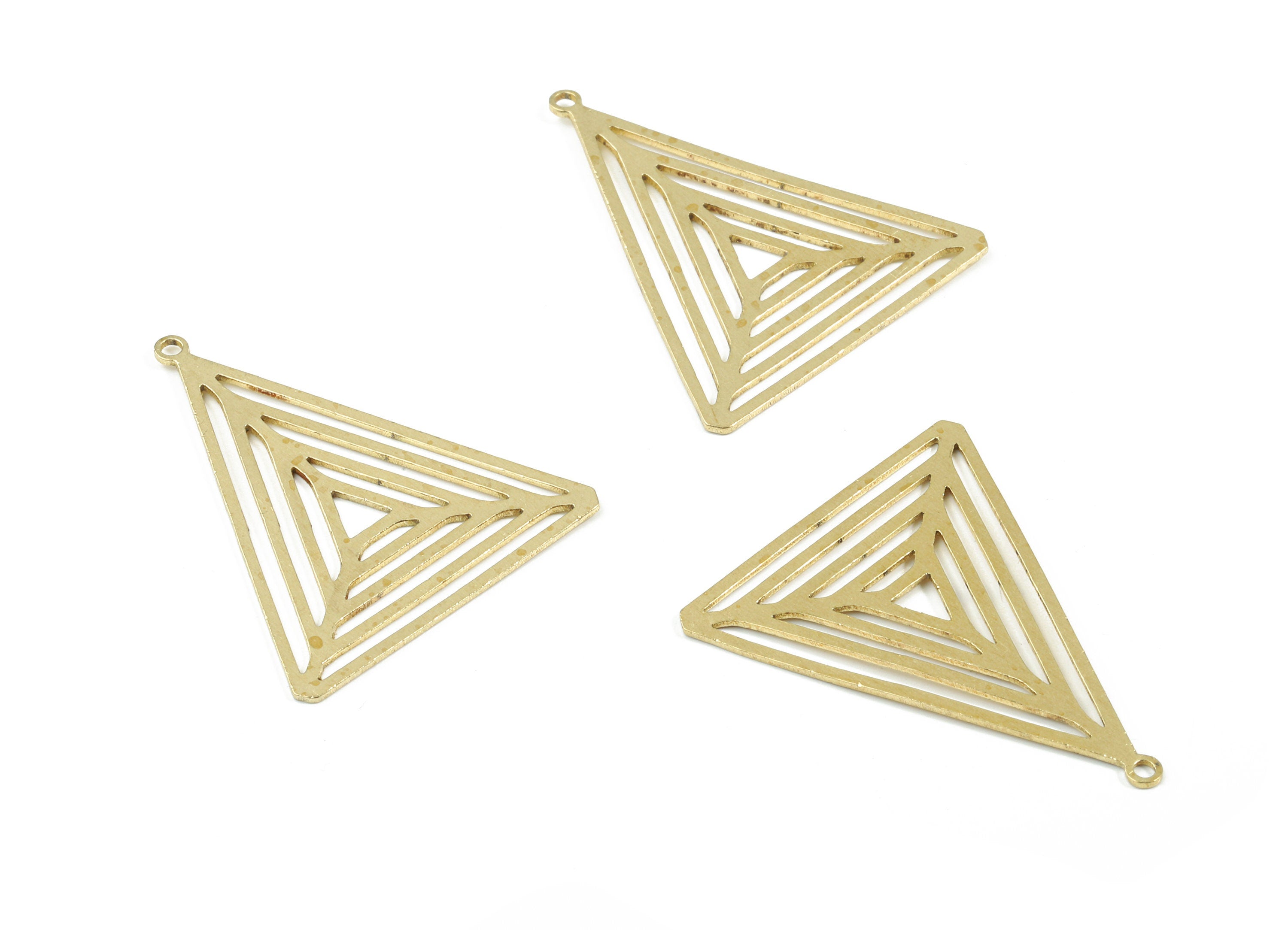 Brass Triangle Earring Charms - Raw Brass Pyramid Pendant - Earring Findings - Jewelry Supplies - 31.1x25.76x0.72mm - PP3479 - DOMEDBAZAAR