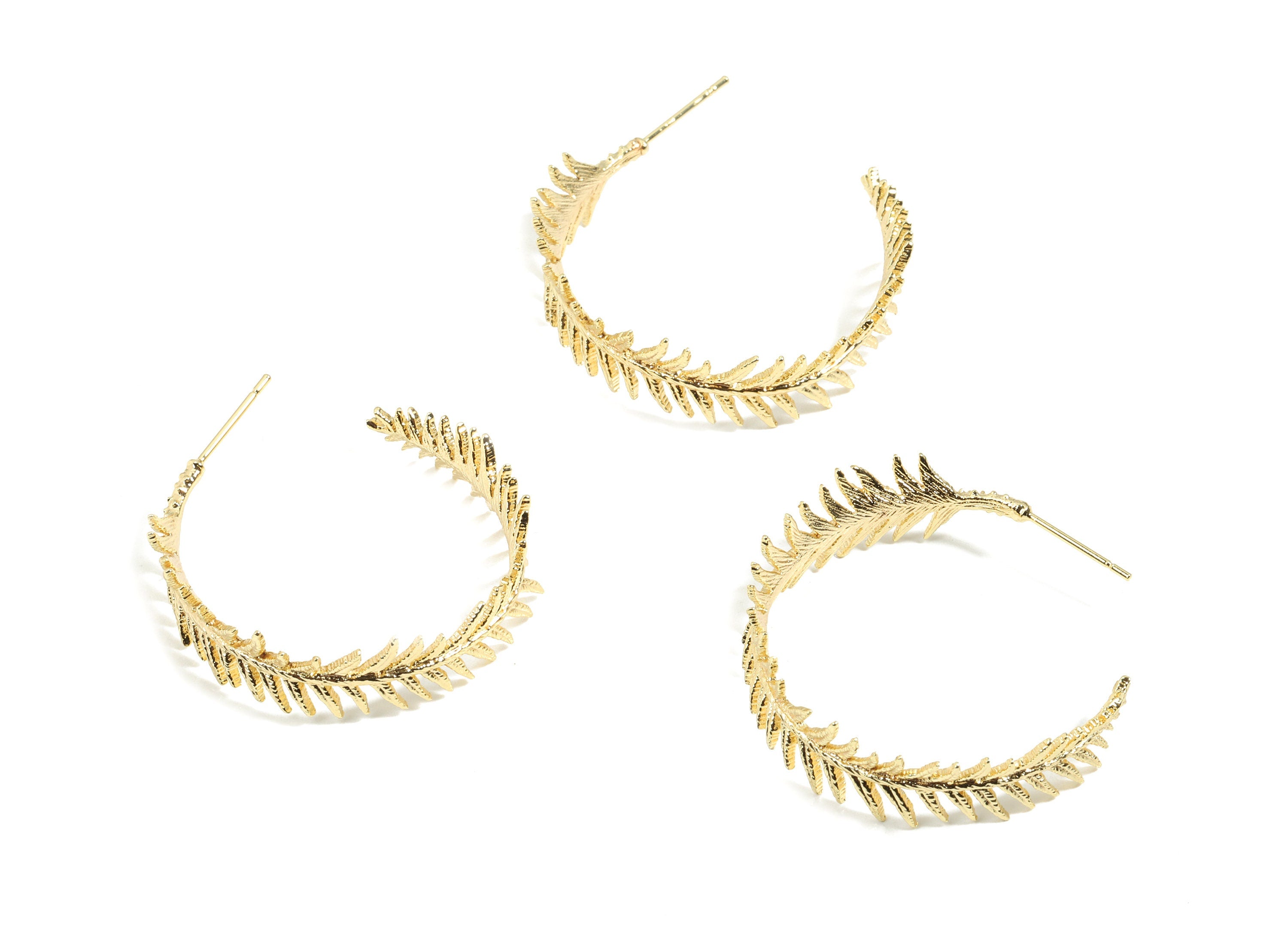 Brass Branch Earring Post - Gold Branch Earring Stud - 18K Real Gold Plated Brass - Surgical Stud - Jewelry Supplies - 39x36x10mm - RGP2603 - DOMEDBAZAAR