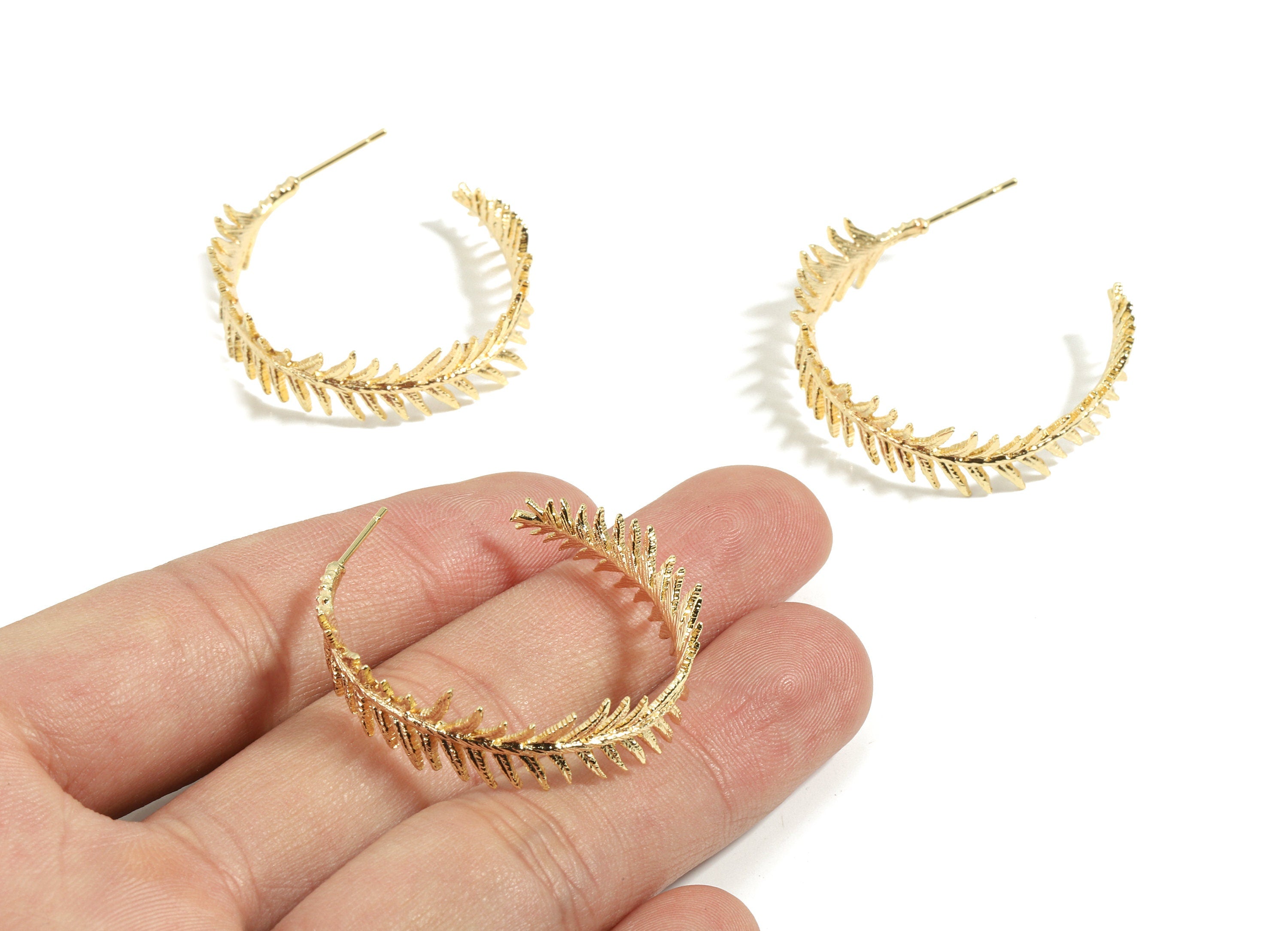 Brass Branch Earring Post - Gold Branch Earring Stud - 18K Real Gold Plated Brass - Surgical Stud - Jewelry Supplies - 39x36x10mm - RGP2603 - DOMEDBAZAAR