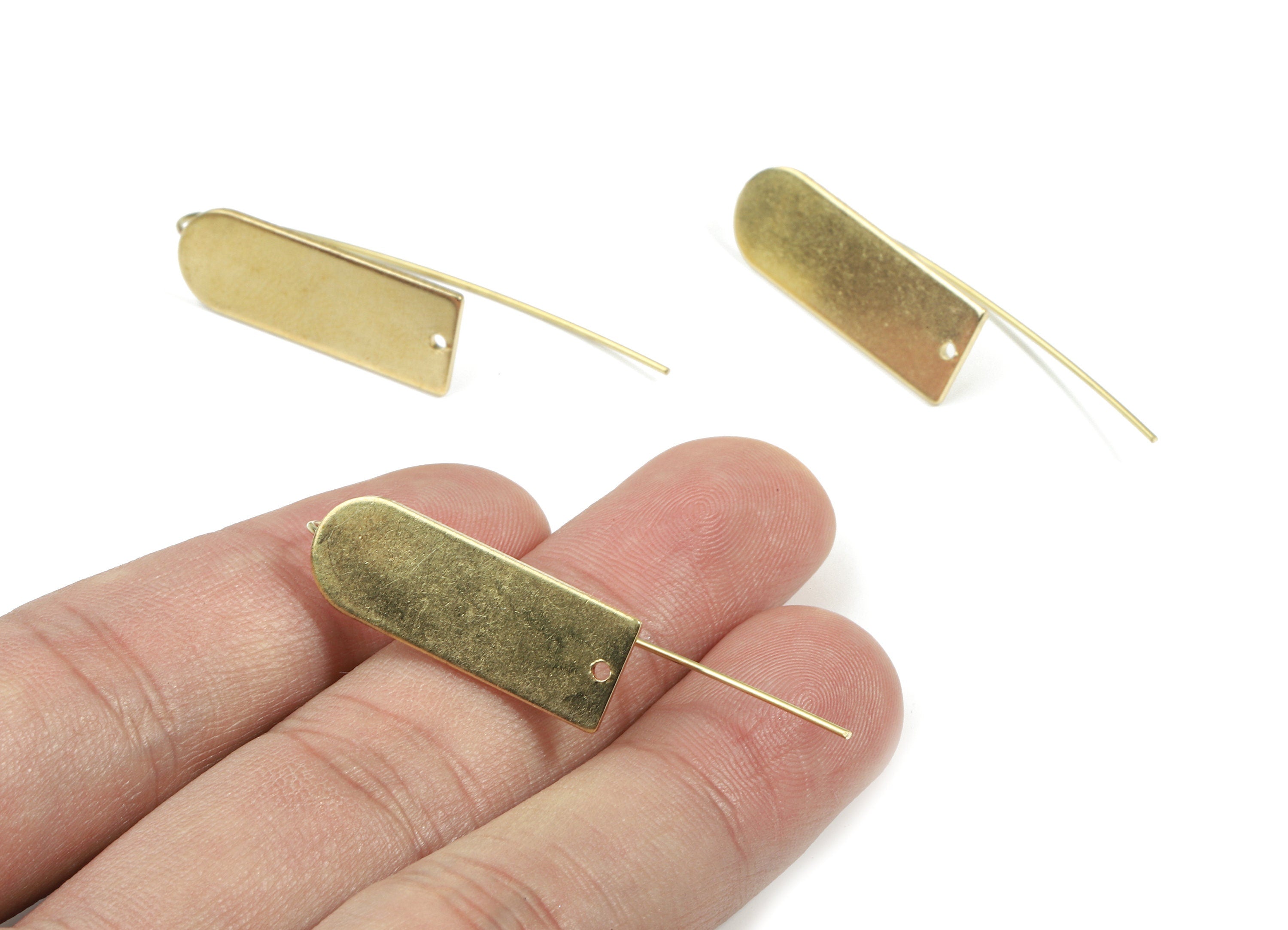 Brass D Earring Wire - Raw Brass D Earring Hook - Earring Hook - Jewelry Supplies - 45x9.65x1mm - PP3499 - DOMEDBAZAAR