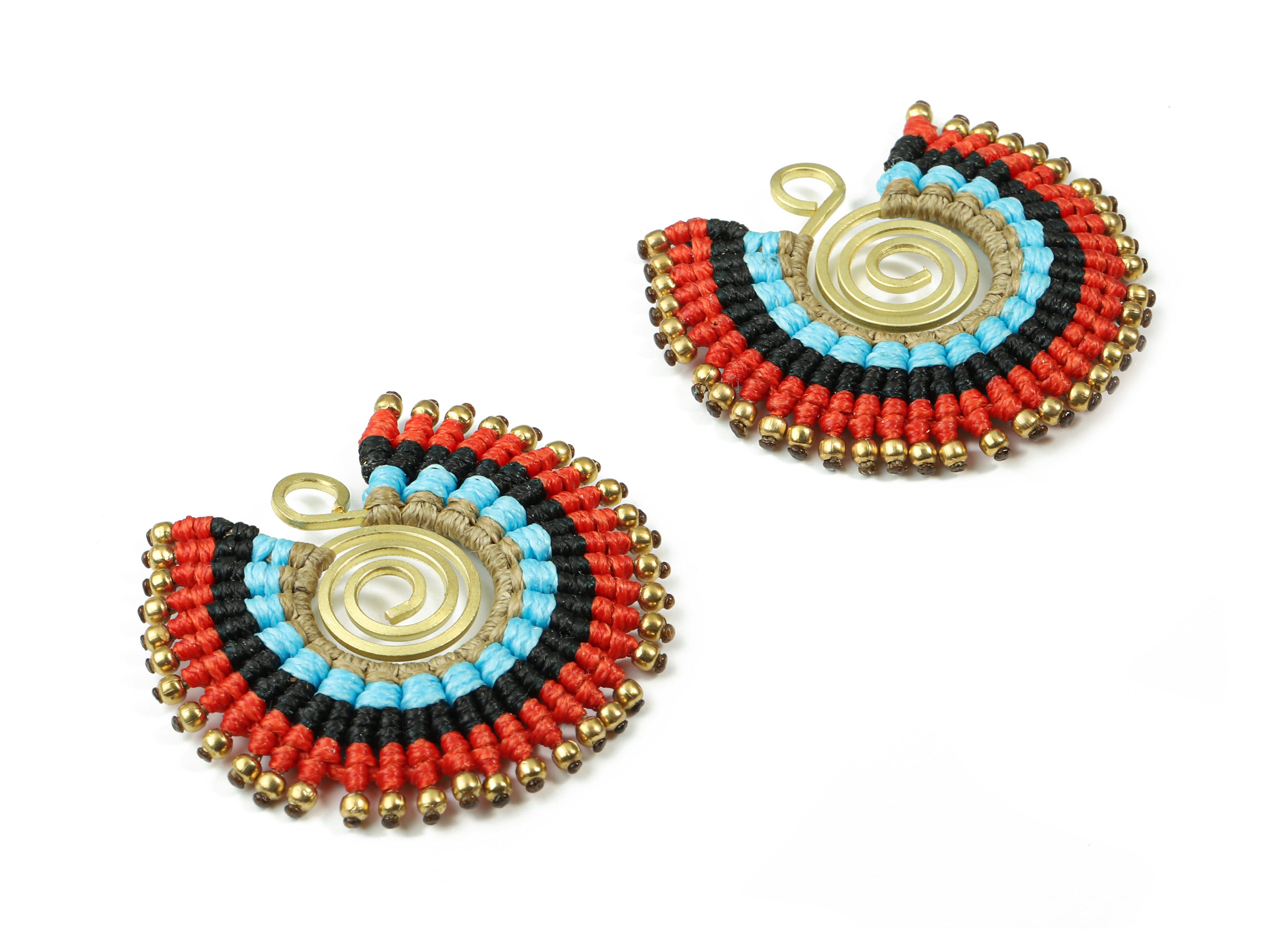 Tassels Macrame Earrings - Bohemian Tassel Earring - Gypsy Earrings - Tassel Findings  - Jewelry Supplies - 39.33x41.44x3.63mm - TS1137D - DOMEDBAZAAR