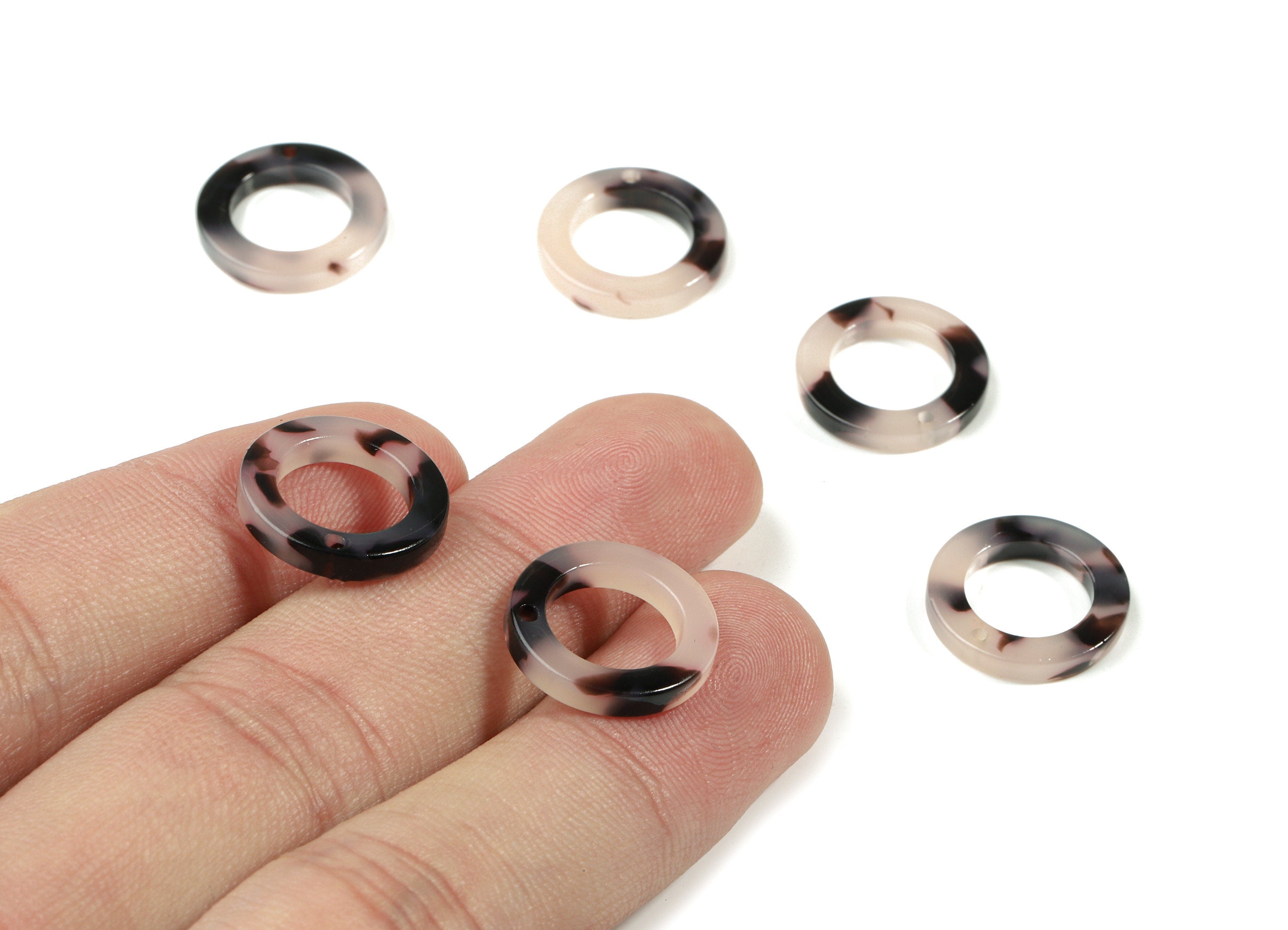 Acetate Hoop Earring Charm - Tortoise Shell Earrings - Circle Shaped Charms - Jewelry Supplies - Color Code: A06 - 15x15x2.7mm - AC1152-A06 - DOMEDBAZAAR
