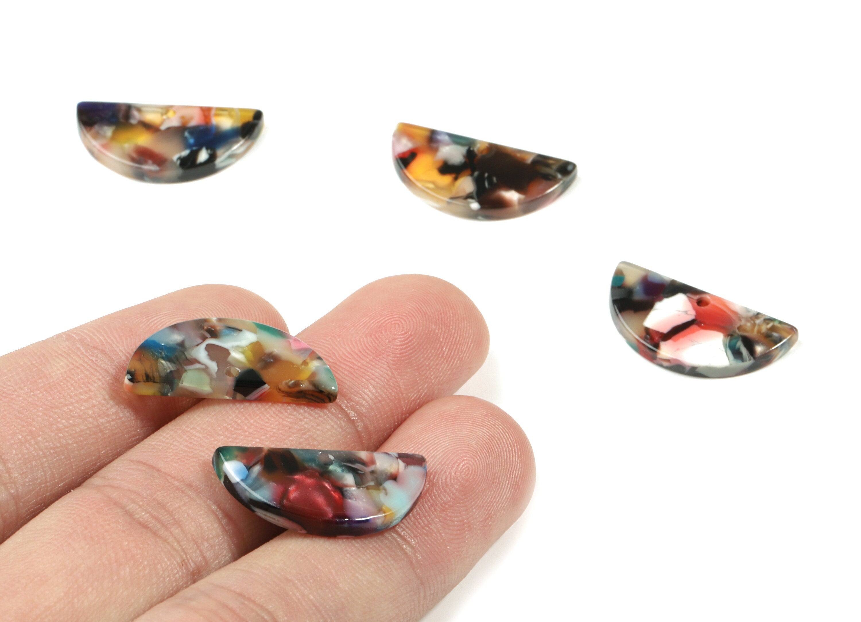 Acetate Semicircle Charms - Half Moon Earrings and Pendant - Earring Findings - Color Code: A58 - 23.33x11.7x2.7mm - AC1793-A58 - DOMEDBAZAAR