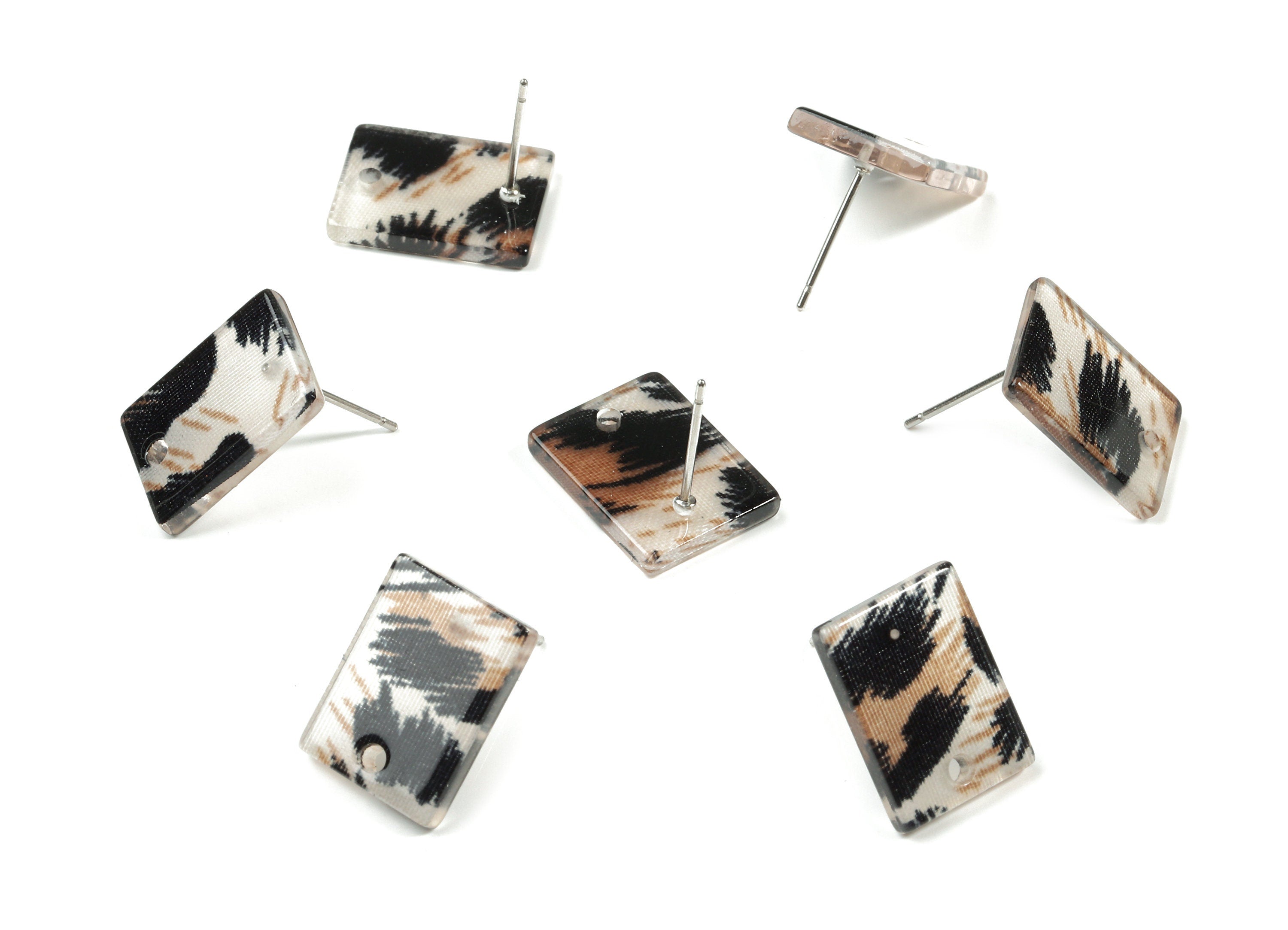 Acetate Rectangle Earring Stud - Rectangle Earring Post and Stud - Earring Findings - Color Code: A266 - 15.43x11.72x2.5mm- AC1663-A266 - DOMEDBAZAAR