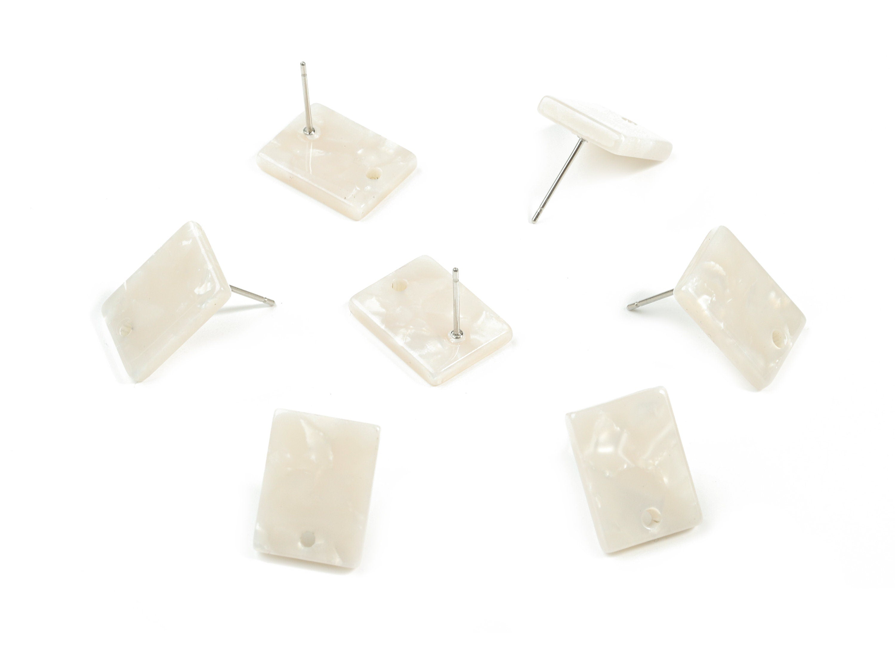 Acetate Rectangle Earring Stud - Rectangle Earring Post - Surgical Stud - Jewelry Supplies - Color Code: A12 - 15.54x12x2.58mm - AC1663-A12 - DOMEDBAZAAR