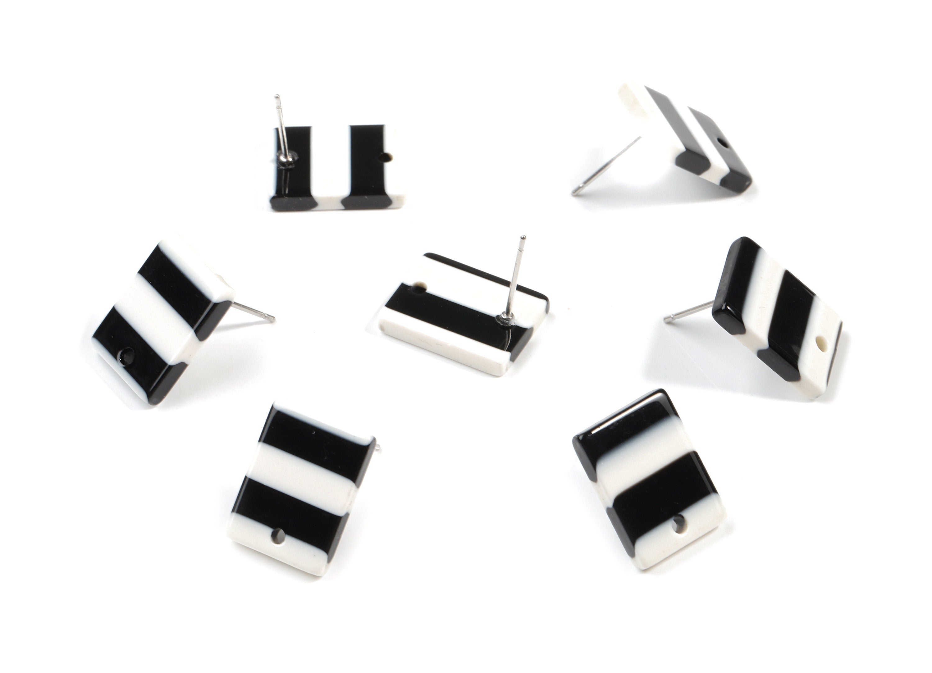 Acetate Rectangle Earring Stud - Rectangle Earring Post - Surgical Stud - Jewelry Supplies - Color Code: A64 - 15.5x11.7x2.69mm - AC1663-A64 - DOMEDBAZAAR
