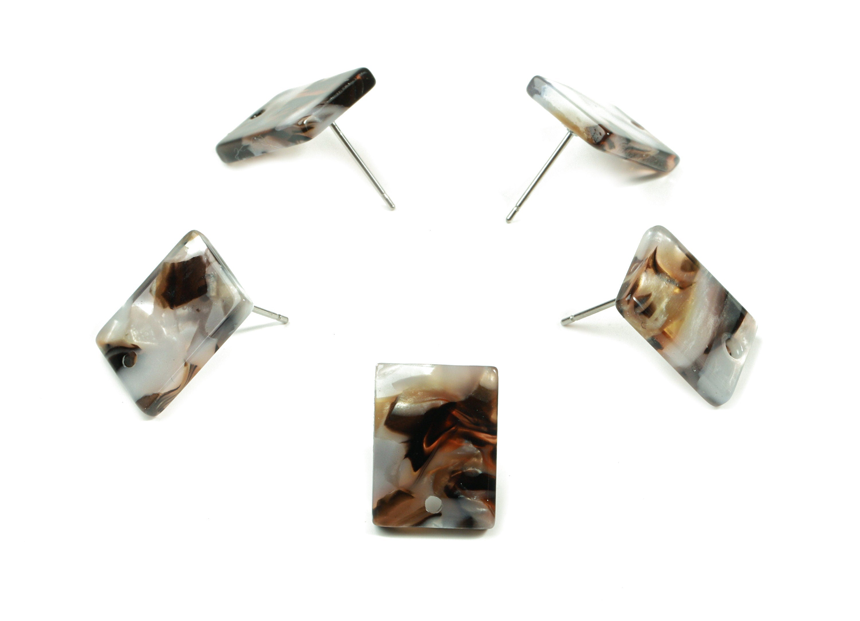 Acetate Rectangle Earring Stud - Rectangle Earring Post - Surgical Stud - Jewelry Supplies - Color Code: A412 - 16x11.7x2.6mm - AC1663-A412 - DOMEDBAZAAR