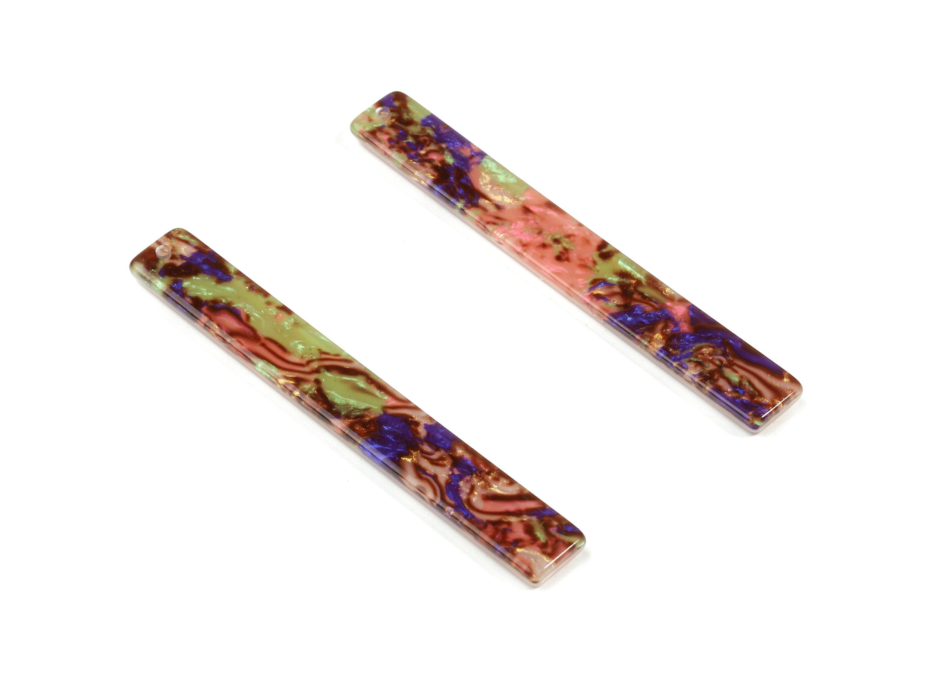 Acrylic Long Stick Earring Charms - Long Rectangle Pendant - Jewelry Supplies  - Color Code: A447 - 59.8x7.73x2.68mm - AC1049-A447 - DOMEDBAZAAR