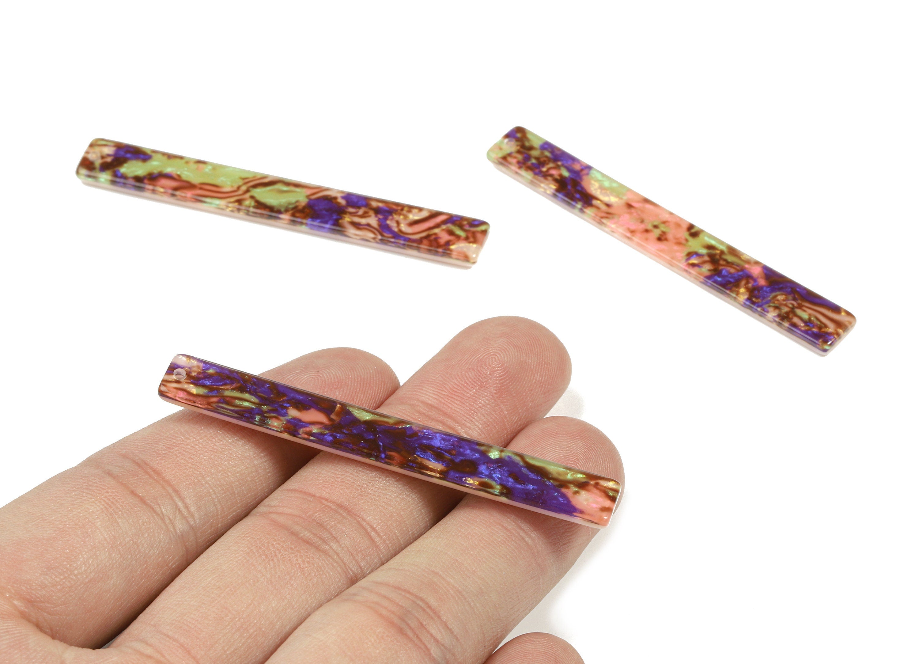 Acrylic Long Stick Earring Charms - Long Rectangle Pendant - Jewelry Supplies  - Color Code: A447 - 59.8x7.73x2.68mm - AC1049-A447 - DOMEDBAZAAR