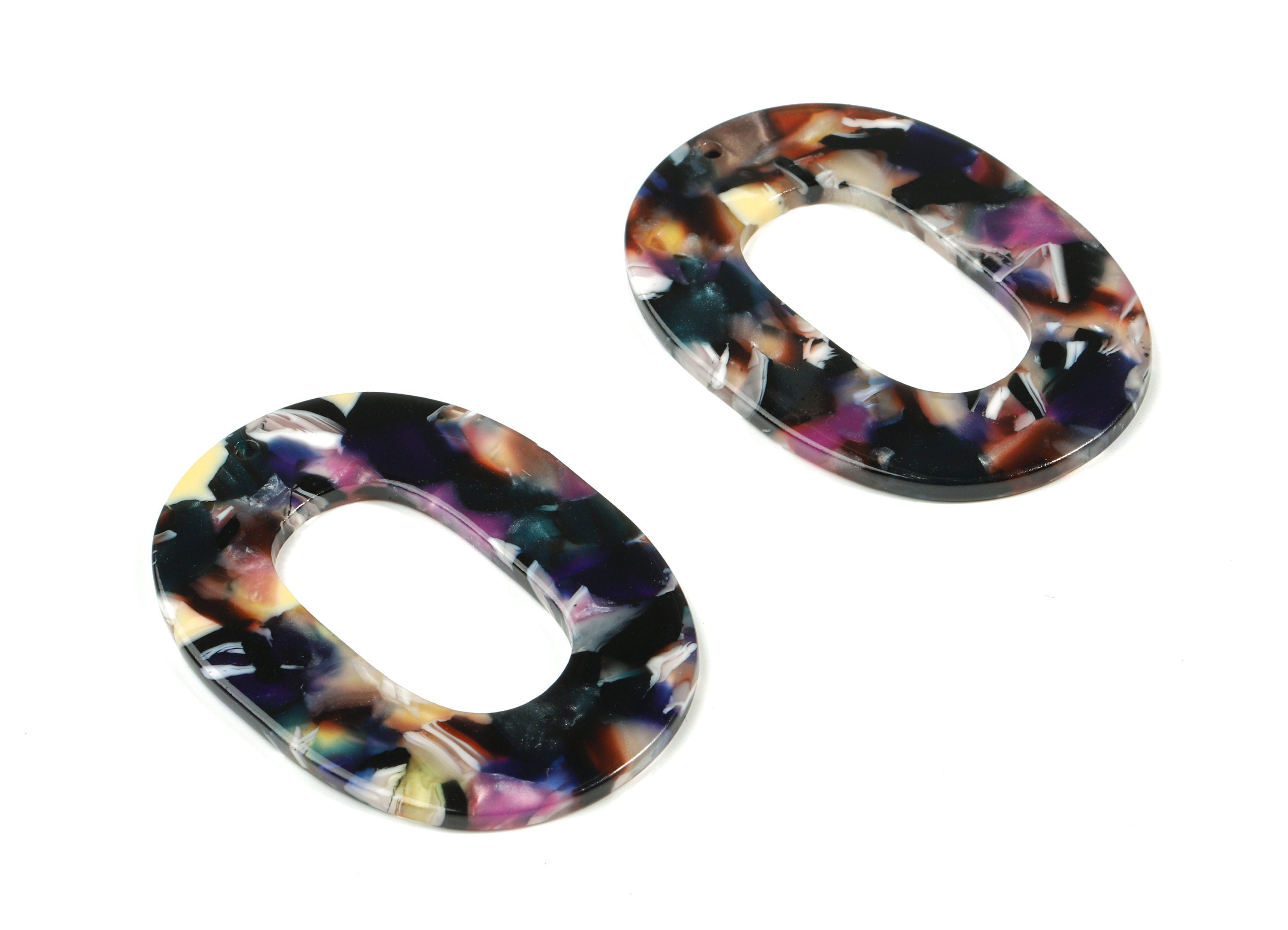 Acetate Oval Charms - Oval Earrings and Pendant - Earring Findings - Jewelry Supplies - Color Code: A11 - 46.67x34.35x2.62mm - AC1065-A11 - DOMEDBAZAAR