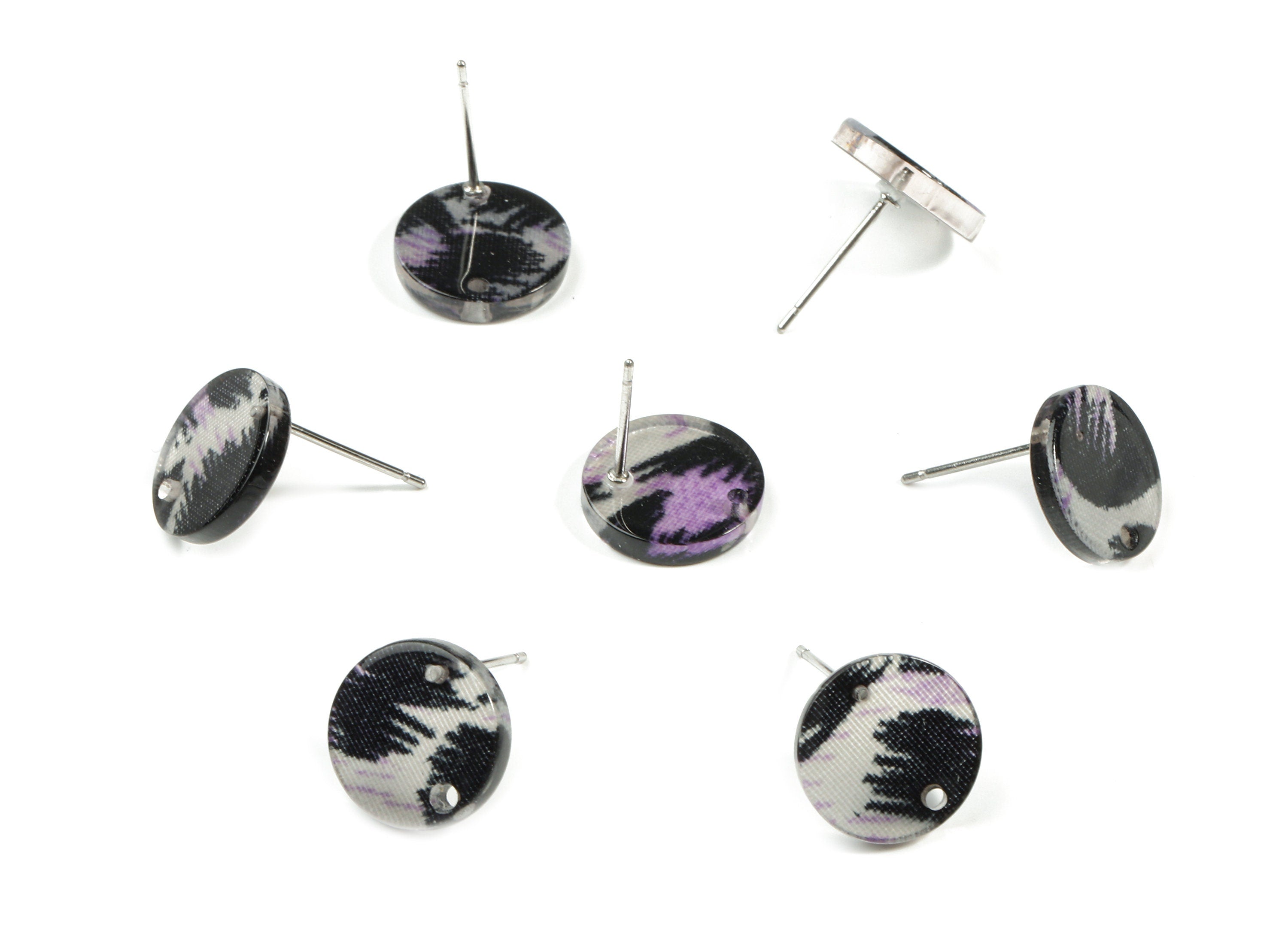 Acetate Round Earring Stud - Round Earring Post - Surgical Stud - Jewelry Supplies - Color Code: A296 - 11.68x11.68x2.22mm - AC1139-A296 - DOMEDBAZAAR