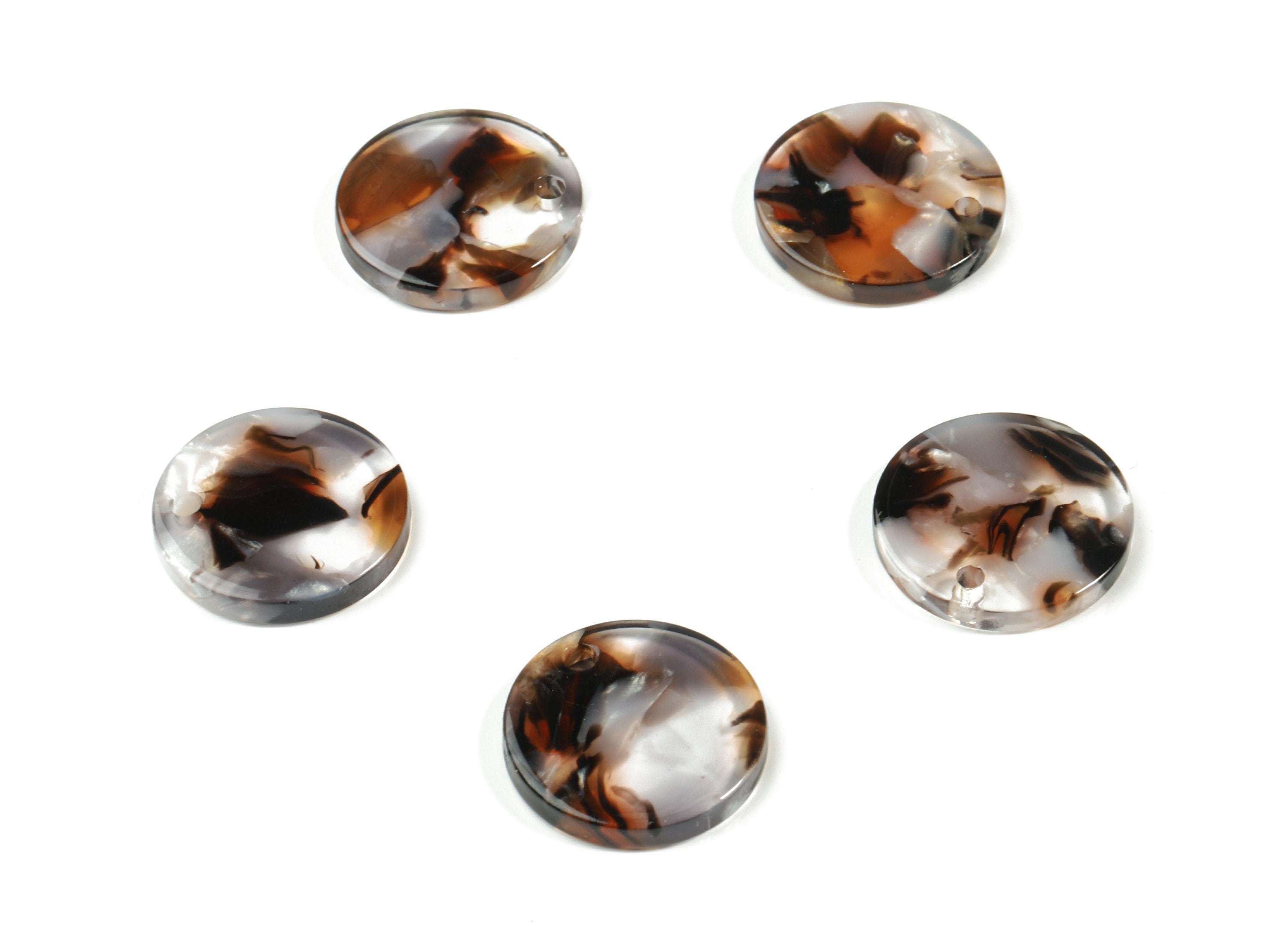 Acetate Round Earring Charms - Mini Coin Pendant - Earring Findings - Jewelry Supplies - Color Code:A412 - 15.61x15.61x2.42mm - AC1064-A412 - DOMEDBAZAAR