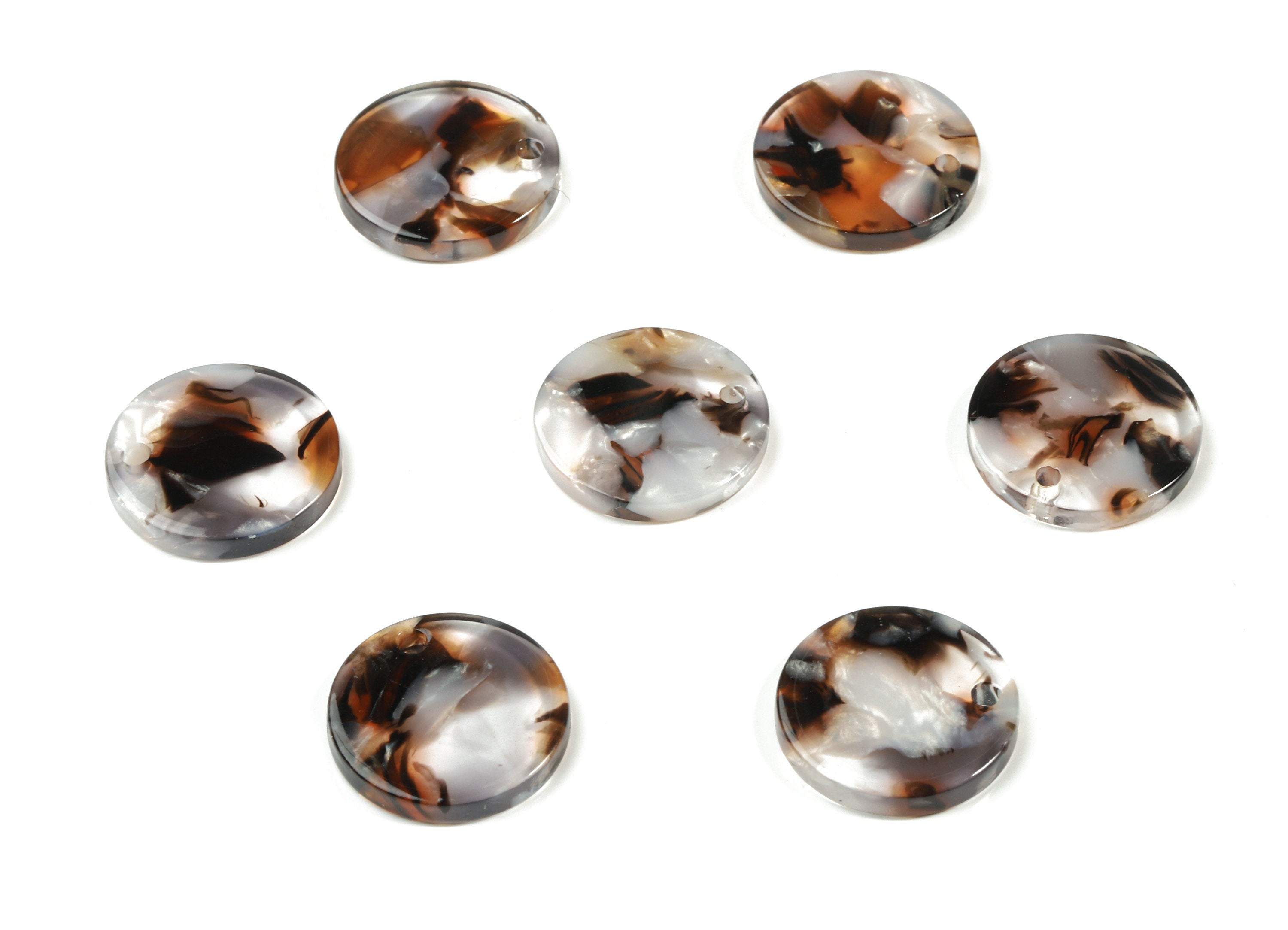 Acetate Round Earring Charms - Mini Coin Pendant - Earring Findings - Jewelry Supplies - Color Code:A412 - 15.61x15.61x2.42mm - AC1064-A412 - DOMEDBAZAAR