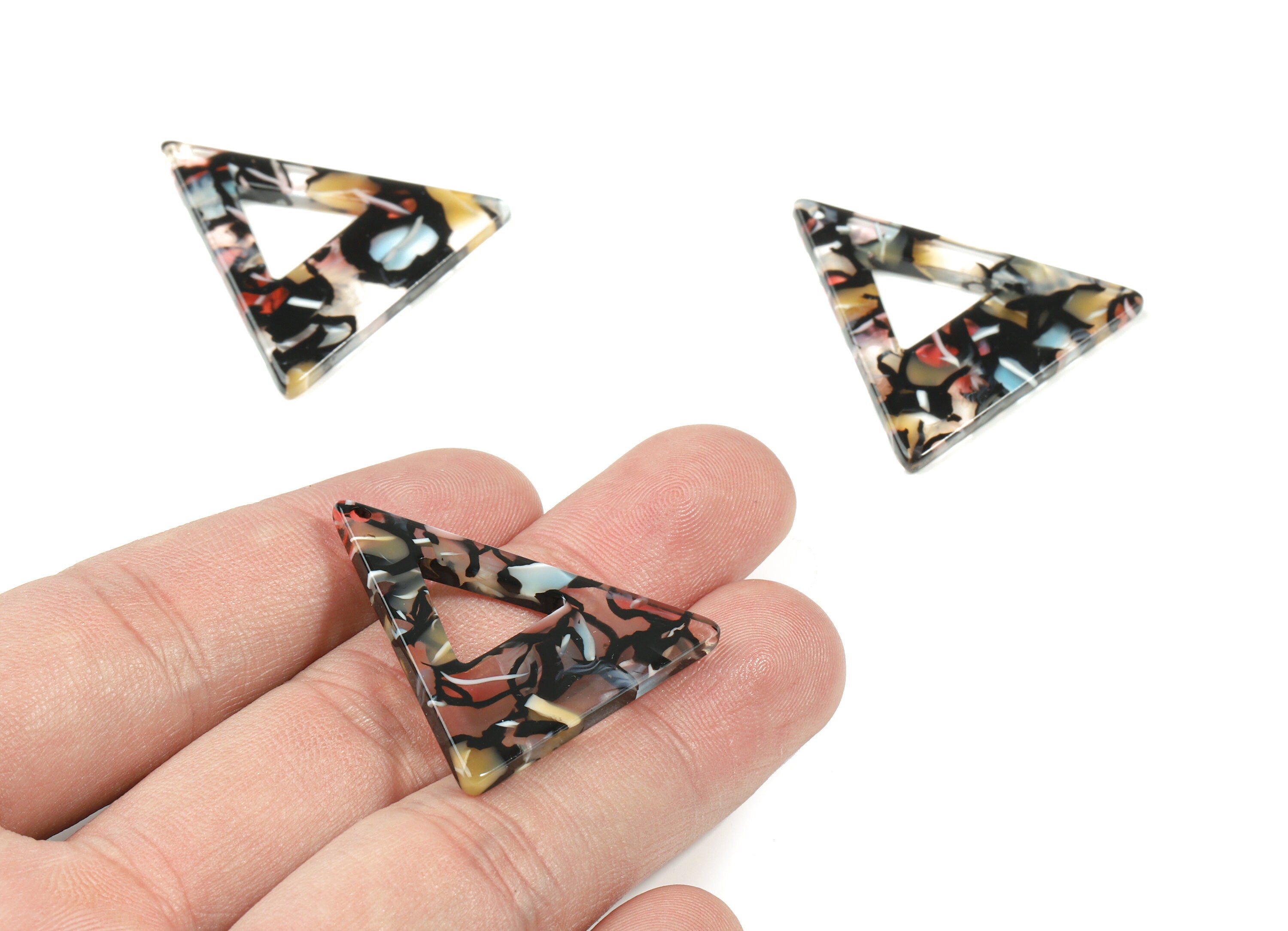 Acetate Triangle Charms - Triangle Earrings and Pendant - Jewelry Supplies - Color Code: A343 - 33.22x33.22x2.42mm - AC1649-A343 - DOMEDBAZAAR