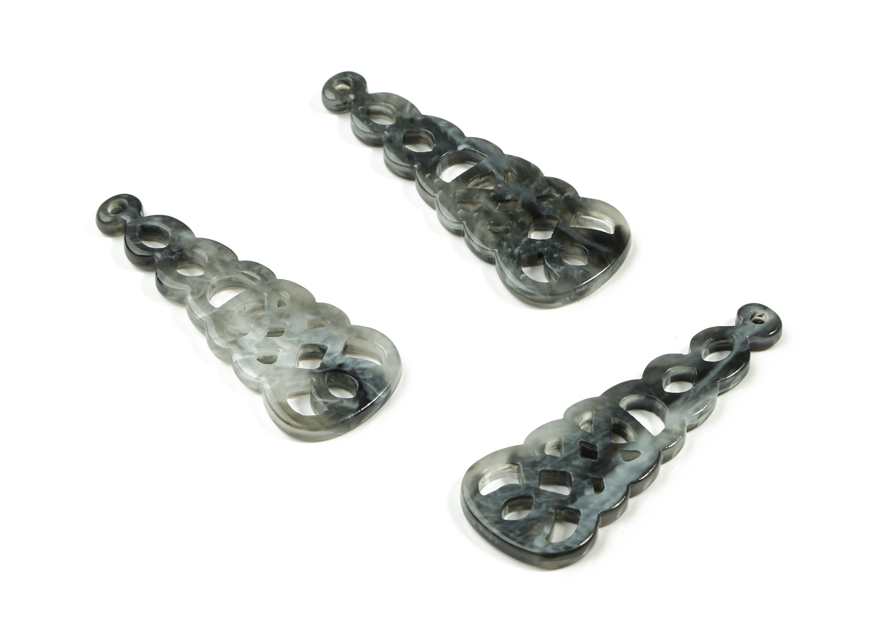 Acetate Unique Earring Charm - Patterned Drop Pendant - Earring Finding - Jewelry Supplies - Color Code:A231 - 39.8x14.7x2.5mm - AC1832-A231 - DOMEDBAZAAR