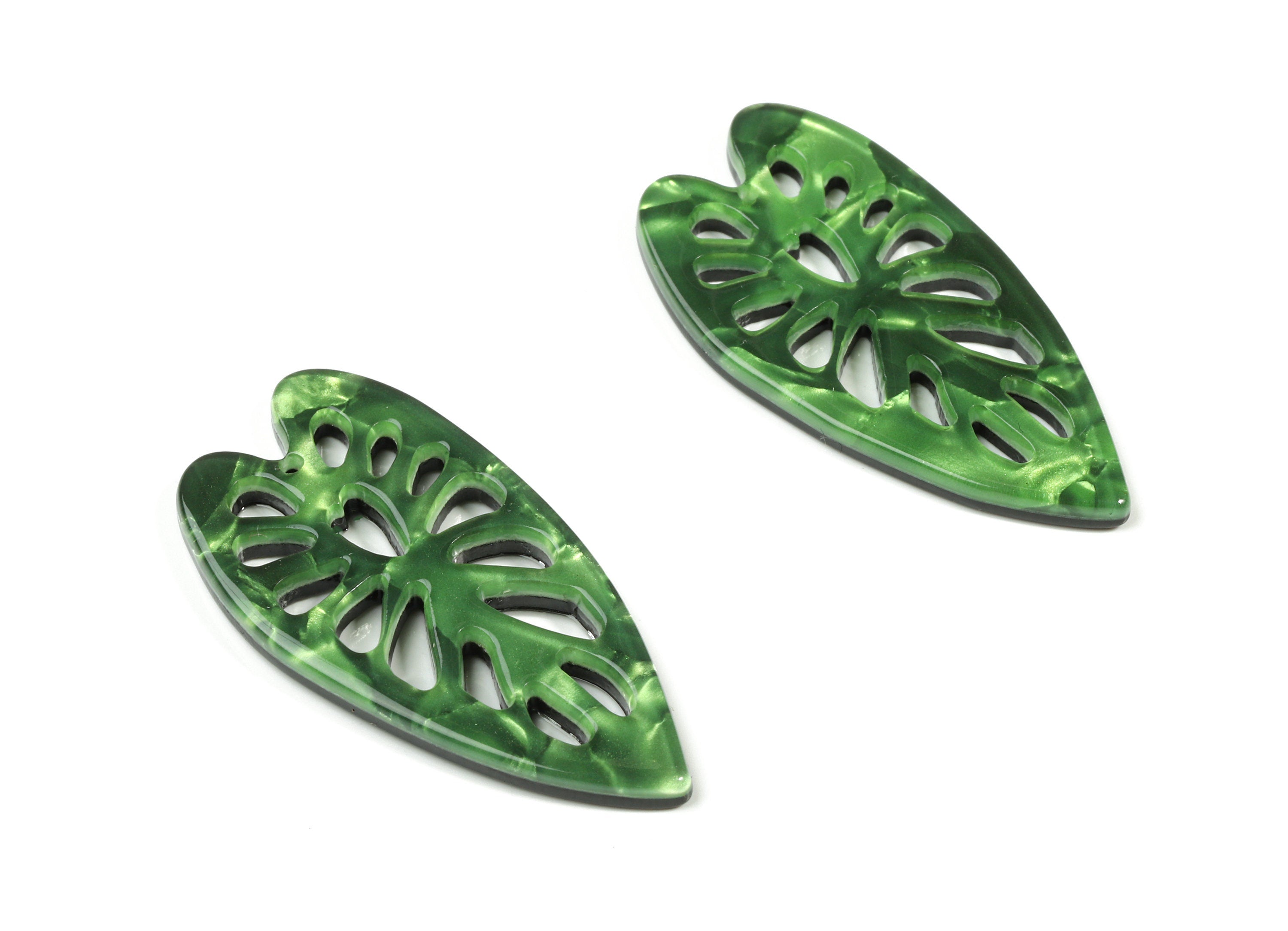 Acetate Leaf Earring Charms - Leaf Pendant - Earring Finding - Jewelry Supplies - Color Code:A223 - 40.14x19.54x2.38mm - AC1833-A223 - DOMEDBAZAAR