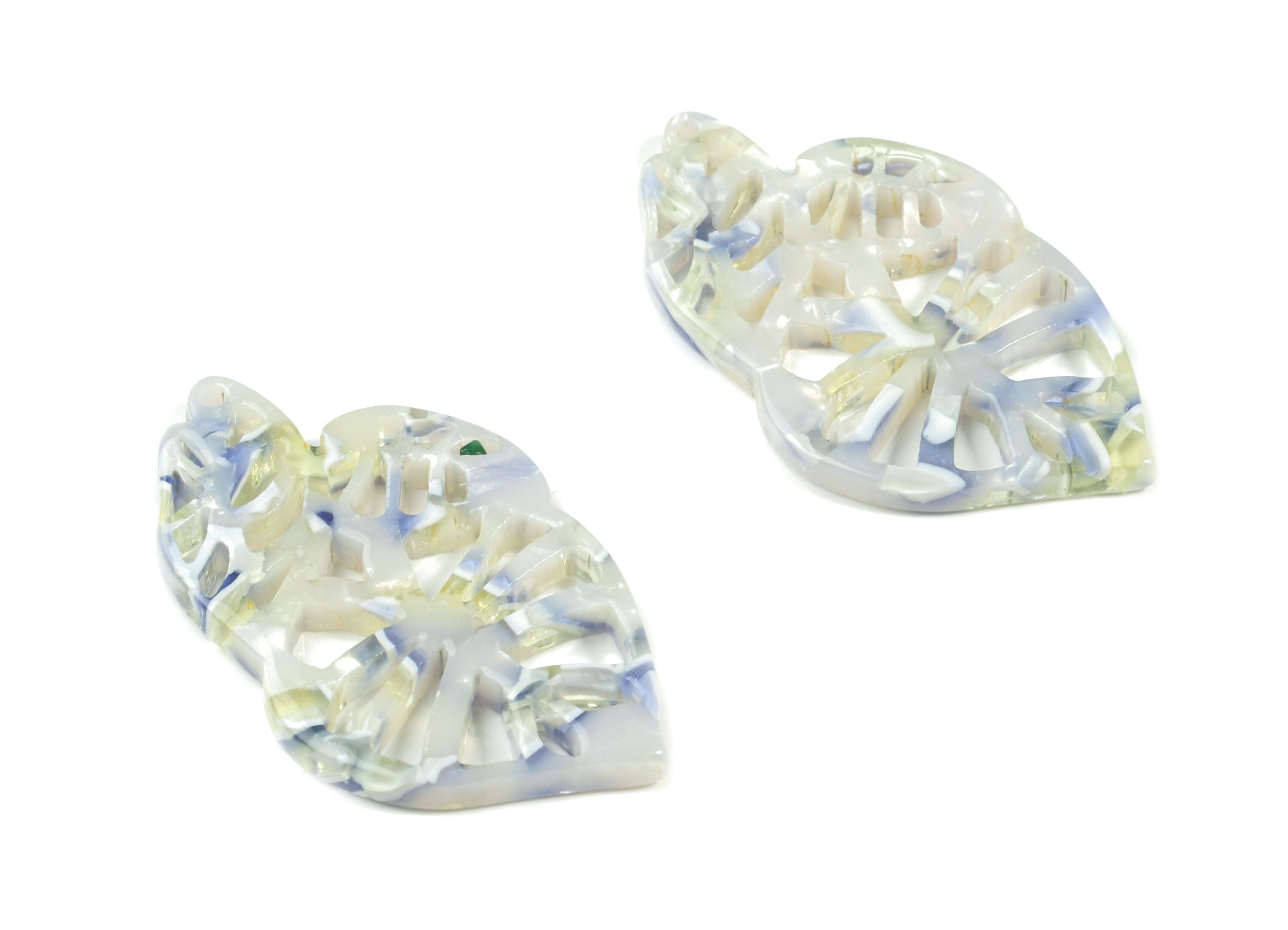 Acetate Leaf Earring Charms - Triple Leafs Pendant - Earring Finding - Jewelry Supplies - Color Code:A457 - 39.46x25.04x2.61mm - AC1834-A457 - DOMEDBAZAAR
