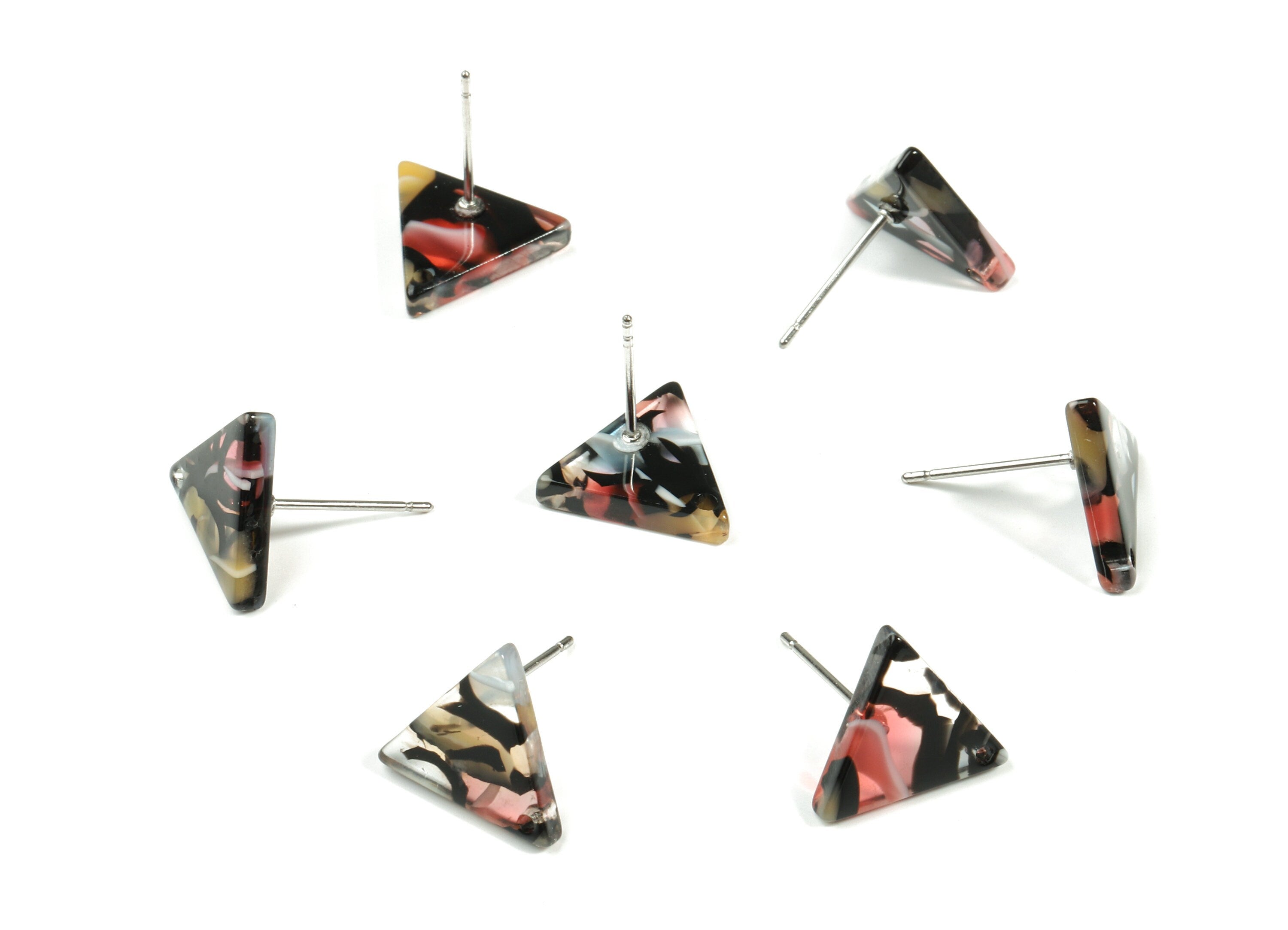 Acetate Triangle Earring Stud - Triangle Earring Post - Surgical Stud - Jewelry Supplies - Color Code: A343 - 11.24x11.24x2mm - AC1835-A343 - DOMEDBAZAAR