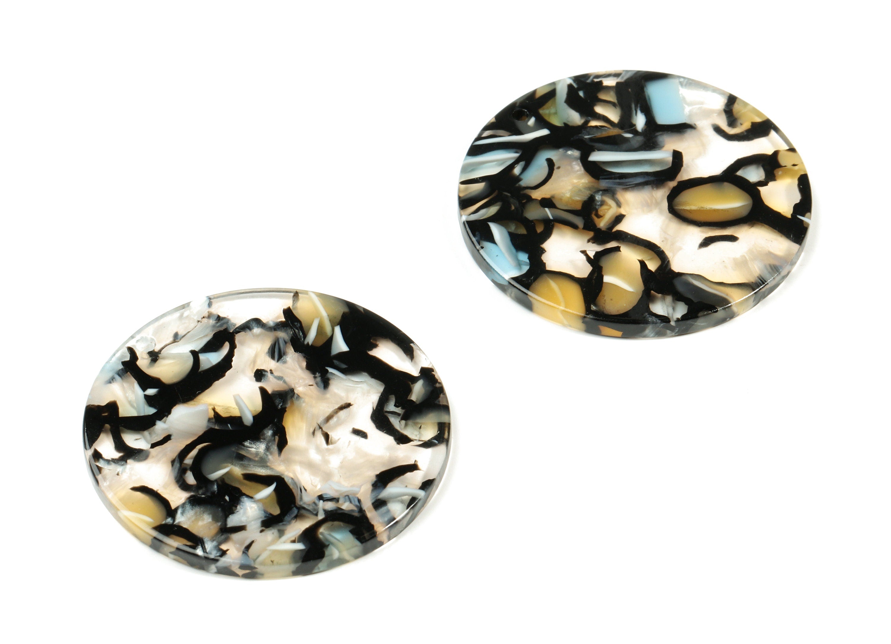 Acetate Round Charms - Coin Earrings and Pendant - Earring Findings - Jewelry Supplys - Color Code: A328 - 34.7x34.7x2.51mm - AC1135-A328 - DOMEDBAZAAR