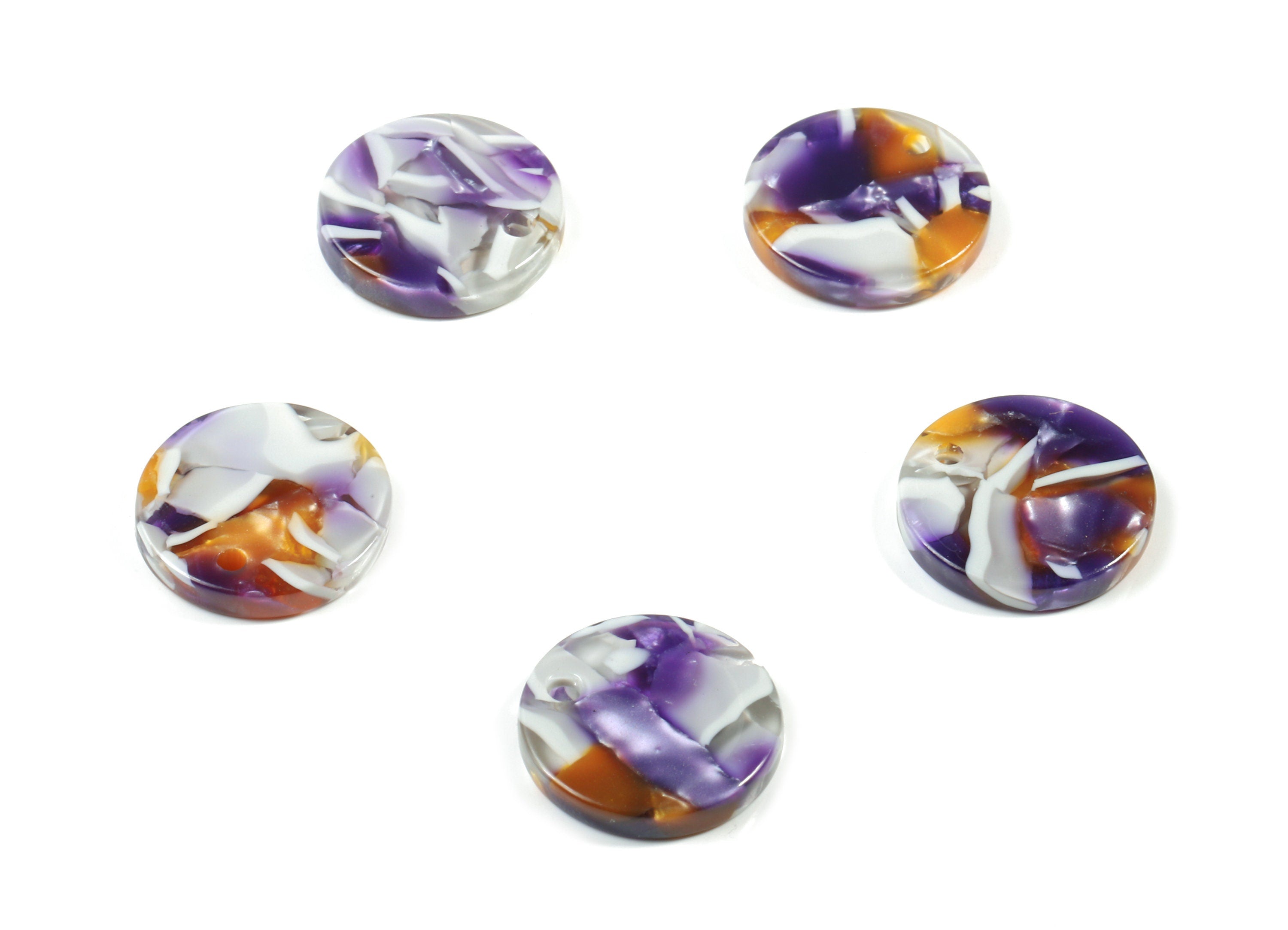 Acetate Mini Round Earring Charms - Circle Pendant - Mini Coin Charm - Jewelry Supplies - Color Code:A186 - 14.73x14.73x2.62mm - AC1064-A186 - DOMEDBAZAAR