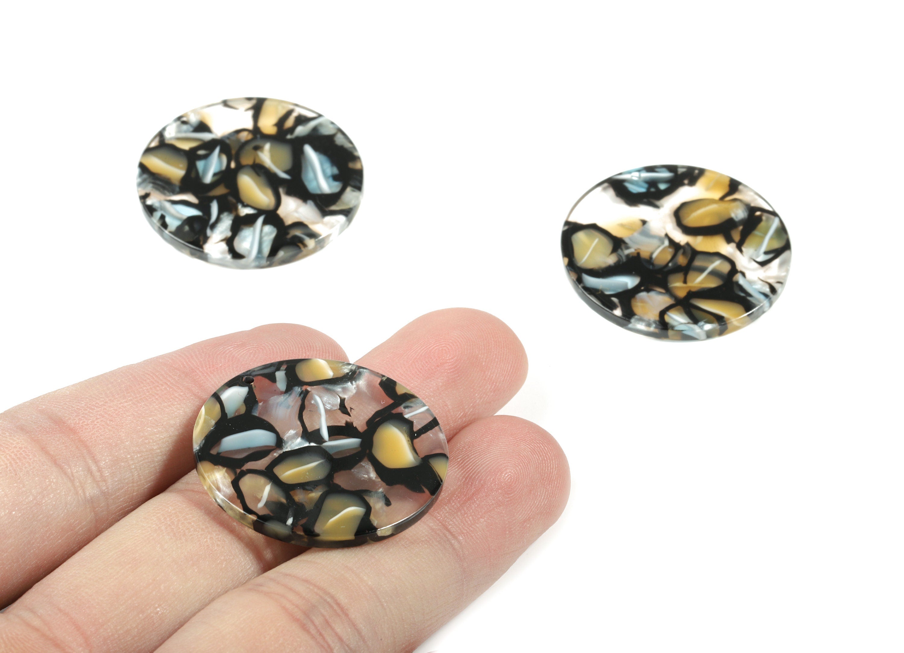 Acetate Round Earring Charms - Circle Pendant - Coin Charm - Jewelry Supplys - Color Code: A328 - 30.48x30.48x2.54mm - AC1315-A328 - DOMEDBAZAAR