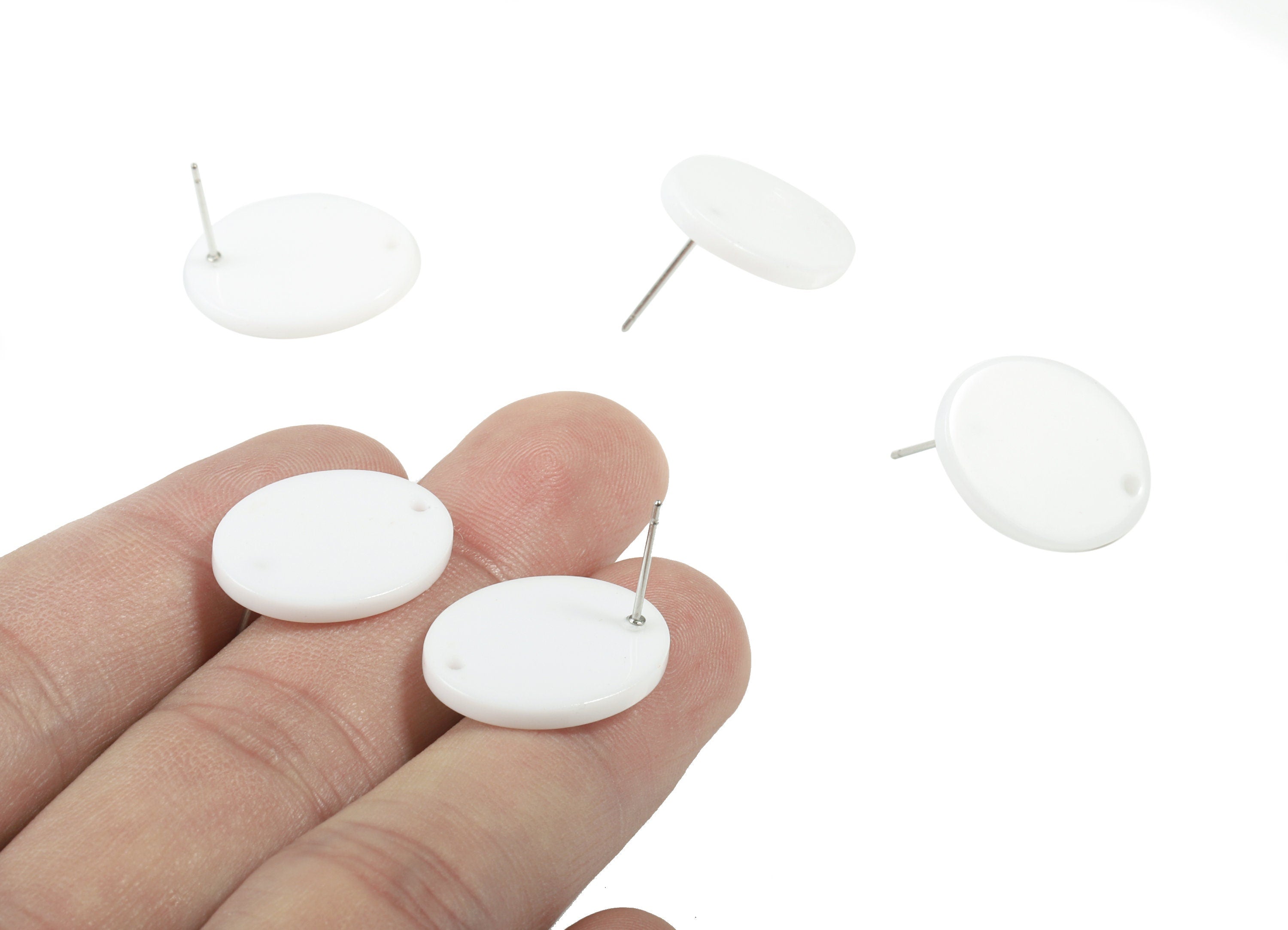 Acrylic Oval Earring Stud - Oval Earring Post - Surgical Stud - Jewelry Supplies - Color Code: A396 - 19.97x15.93x2.32mm - AC1861-A396 - DOMEDBAZAAR