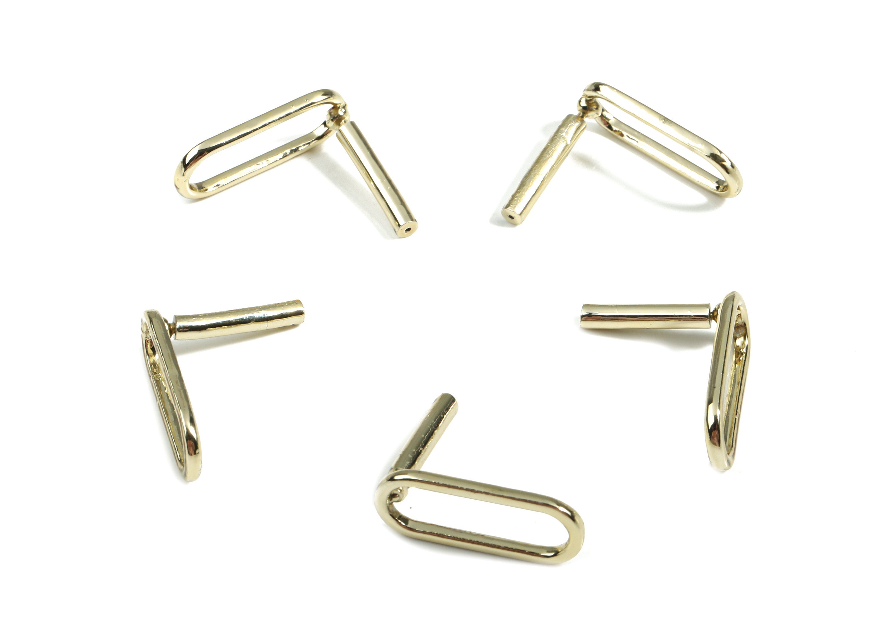 Alloy Oval Stud Earring - Zinc Alloy Oval Earring Post - Silver Stud - Gold Tone Plated - Jewelry Supplies - 19.96x8.06x1.68mm - ZZ1611 - DOMEDBAZAAR