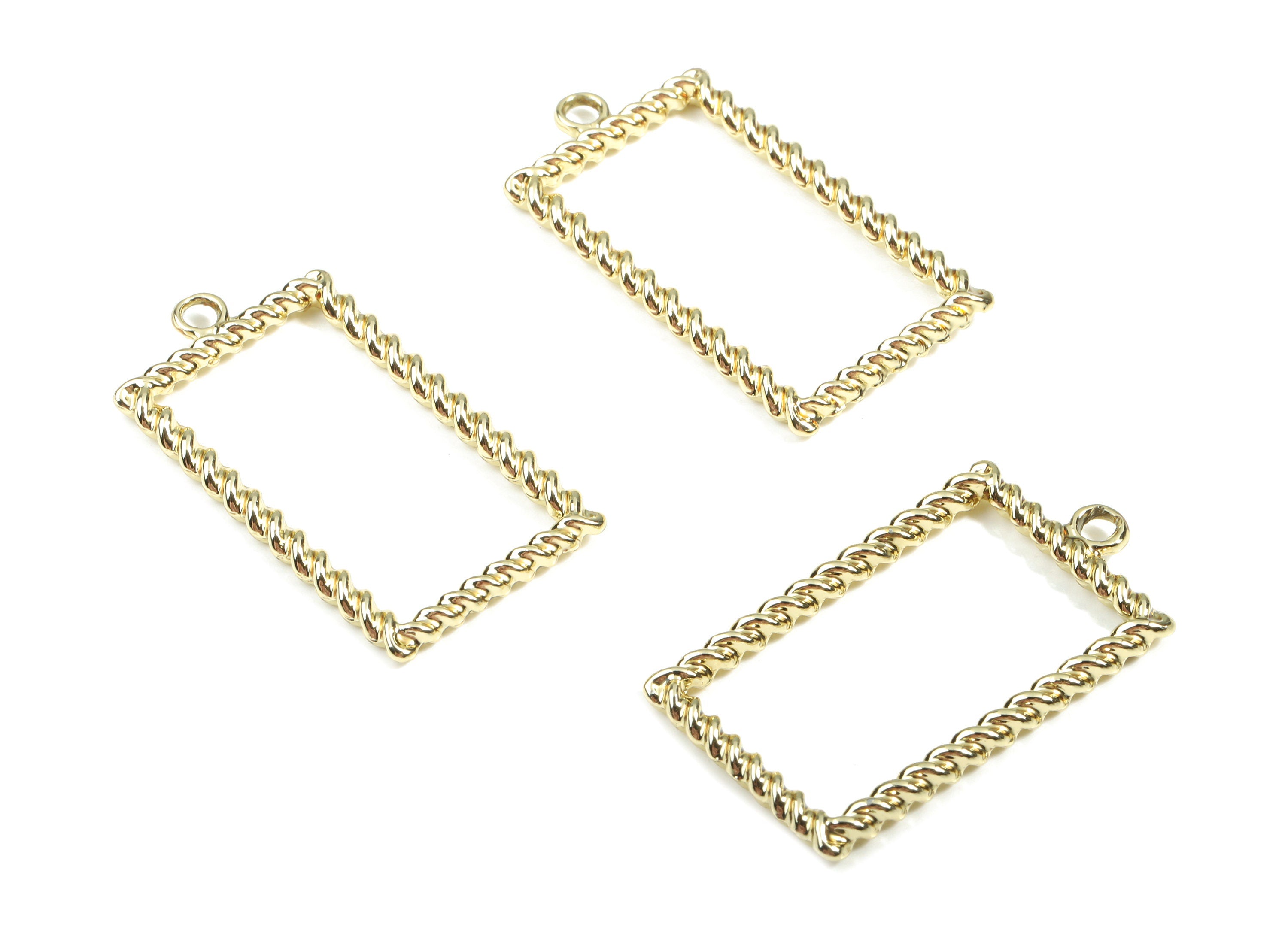 Alloy Rectangle Earring Charms - Zinc Alloy Screw Rectangle Pendant - Gold Tone Plated - Jewelry Supplies - 37.04x19.86x2.71mm - ZZ1661 - DOMEDBAZAAR