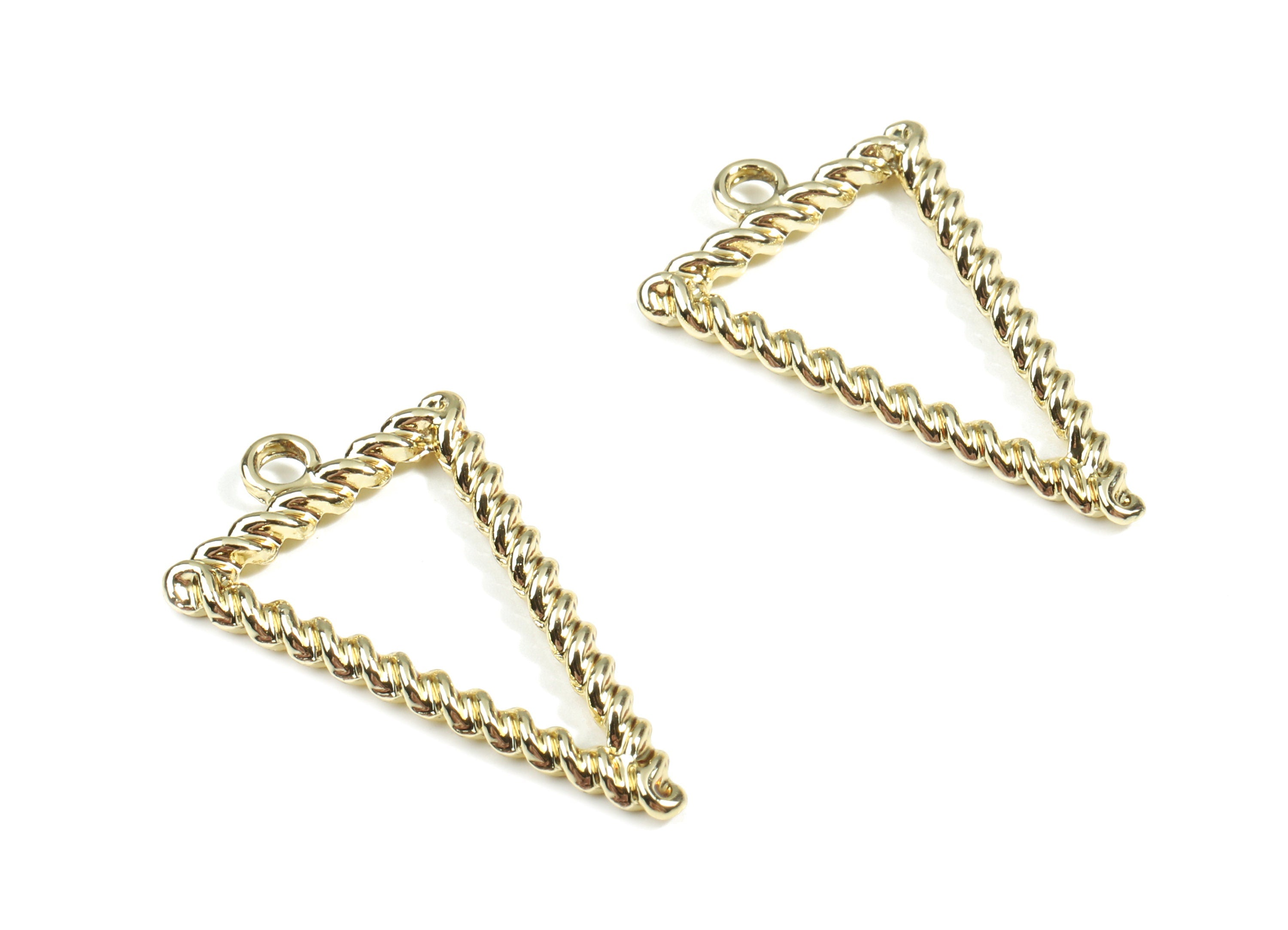 Alloy Triangle Earring Charms - Zinc Alloy Screw Triangle Pendant - Gold Tone Plated - Jewelry Supplies - 32.21x20.74x2.66mm - ZZ1670 - DOMEDBAZAAR