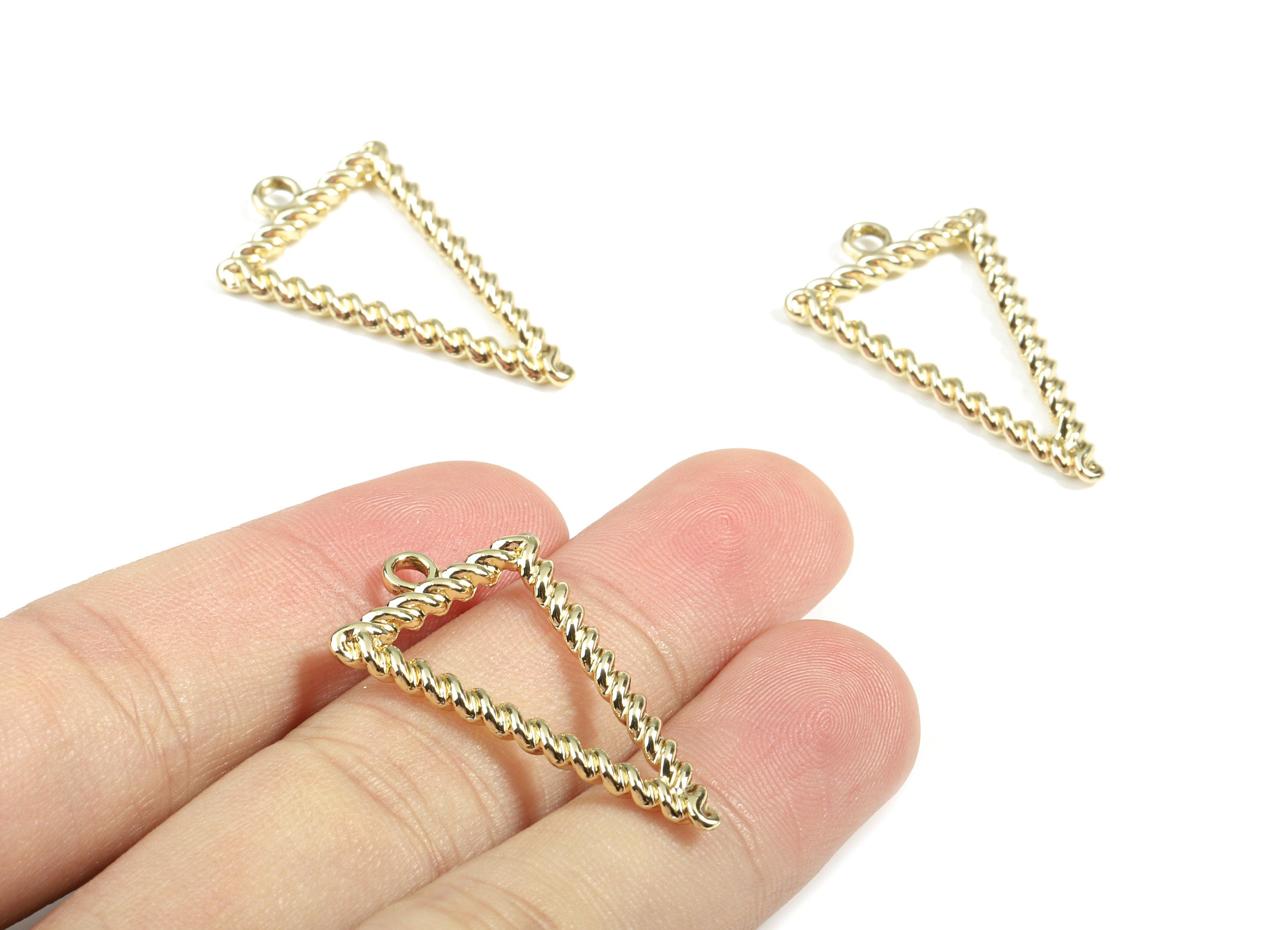 Alloy Triangle Earring Charms - Zinc Alloy Screw Triangle Pendant - Gold Tone Plated - Jewelry Supplies - 32.21x20.74x2.66mm - ZZ1670 - DOMEDBAZAAR